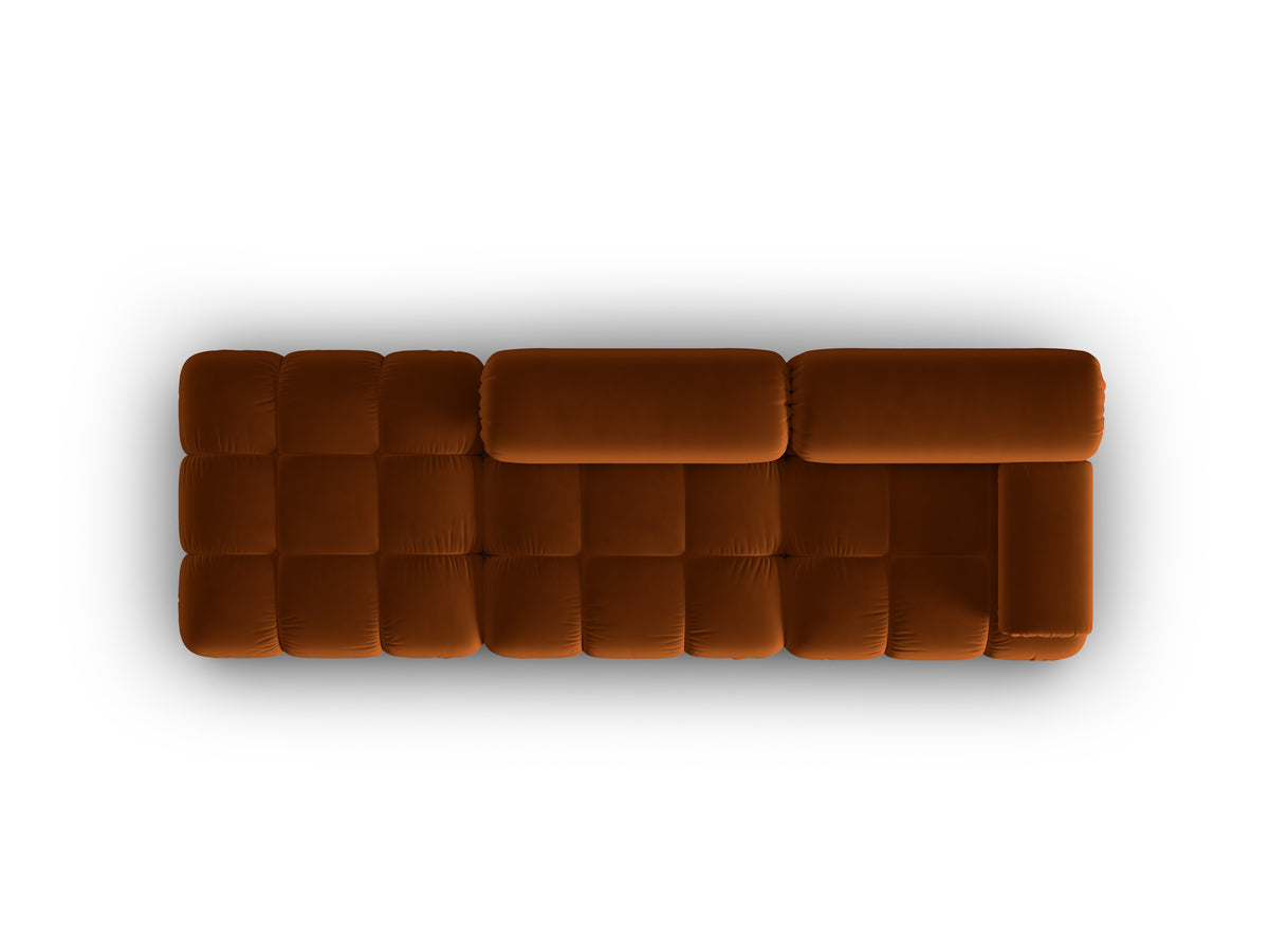 CORTINA terracotta open left-facing 3-seater velvet sofa