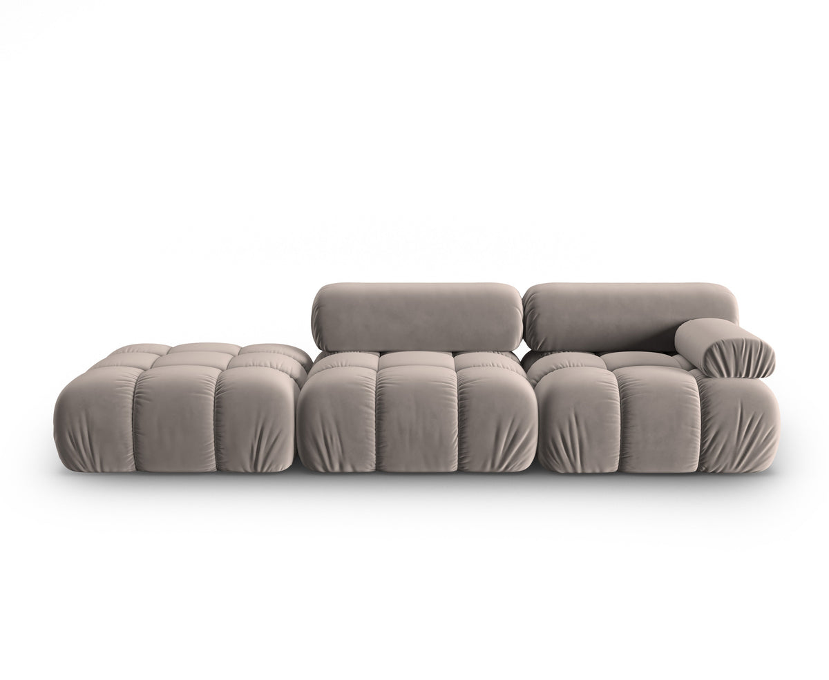 CORTINA cappuccino open left-facing 3-seater velvet sofa