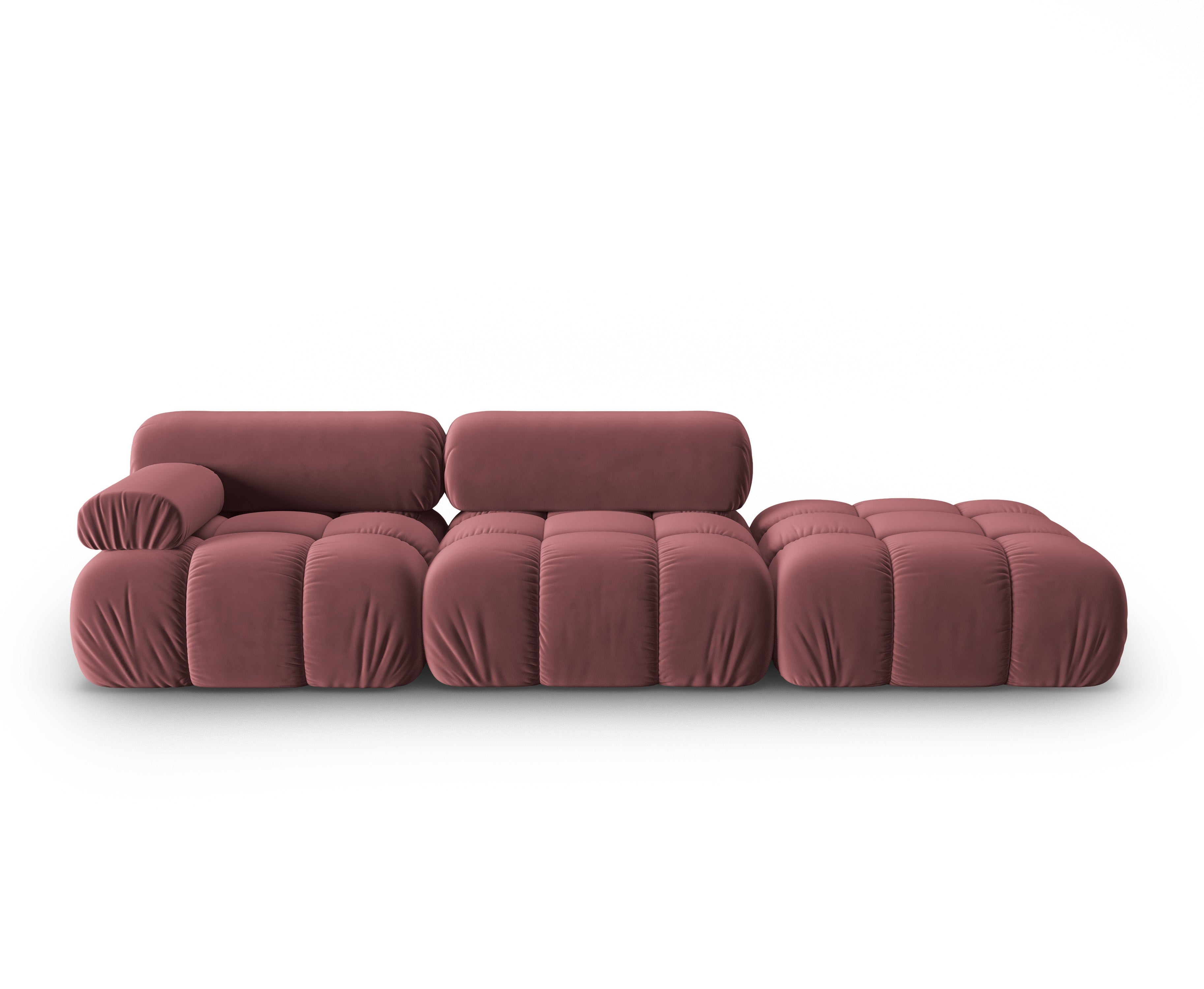 CORTINA Pink Velvet 3-Seater Open Right Sofa