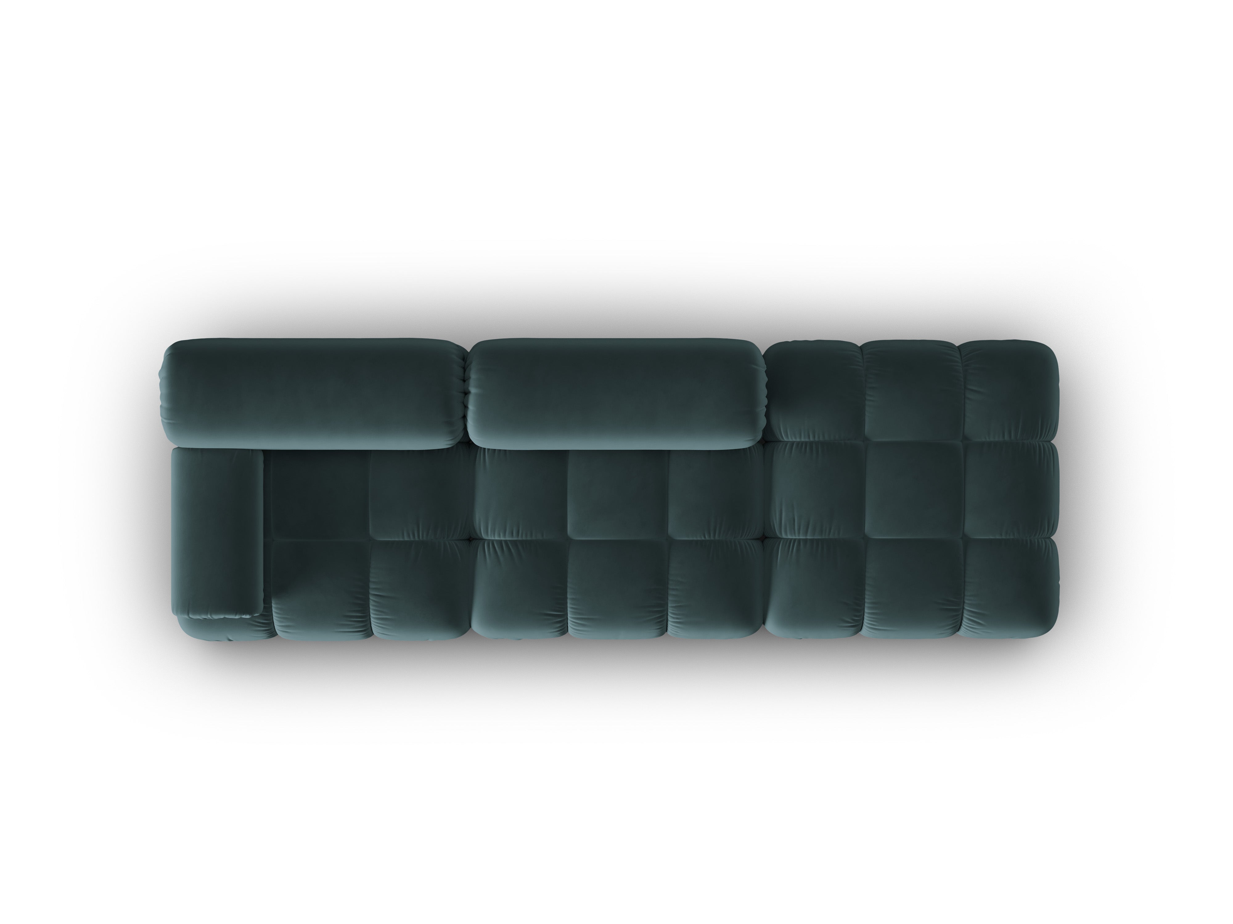CORTINA turquoise velvet 3-seater open right sofa