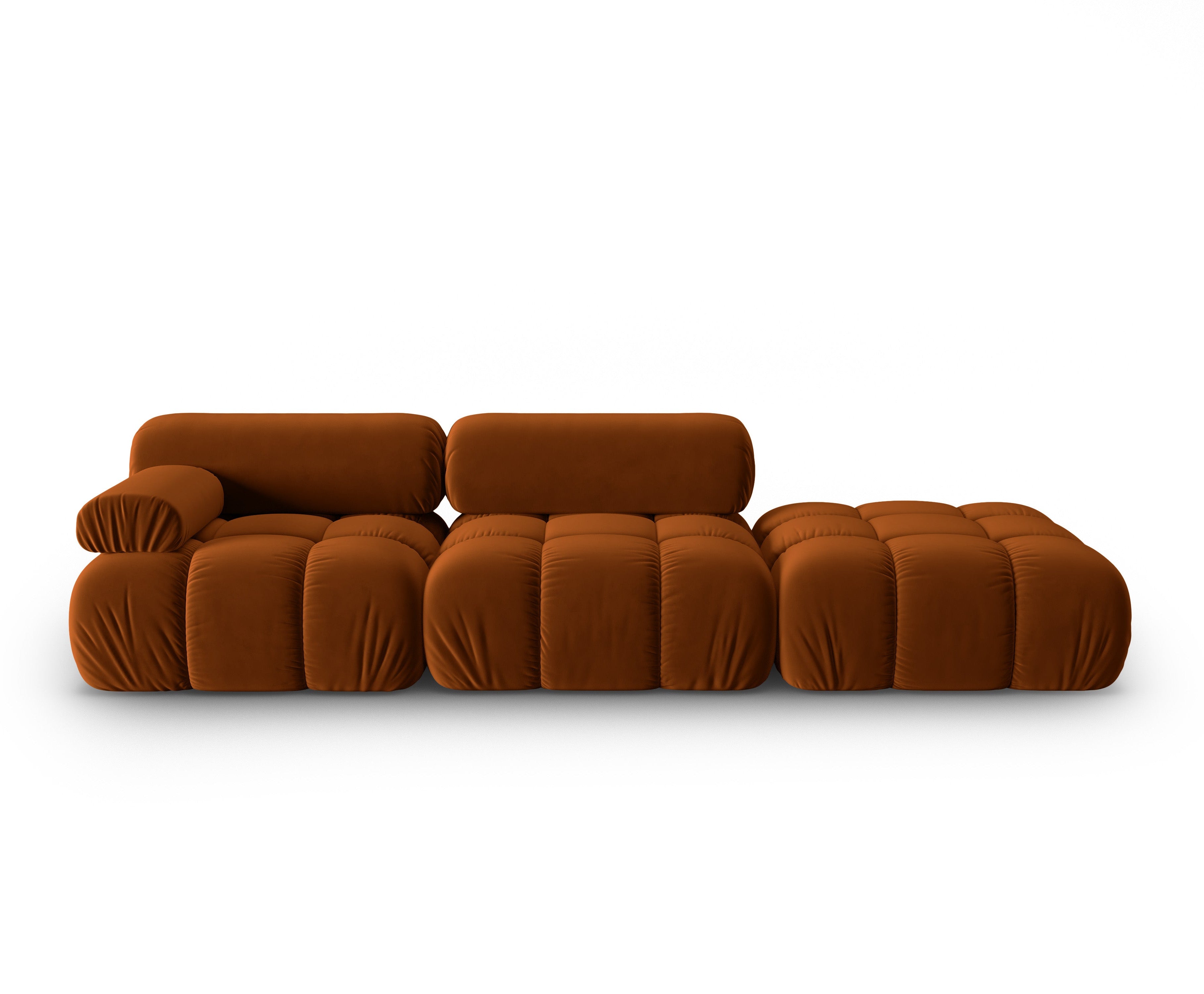 CORTINA terracotta open right-facing 3-seater velvet sofa