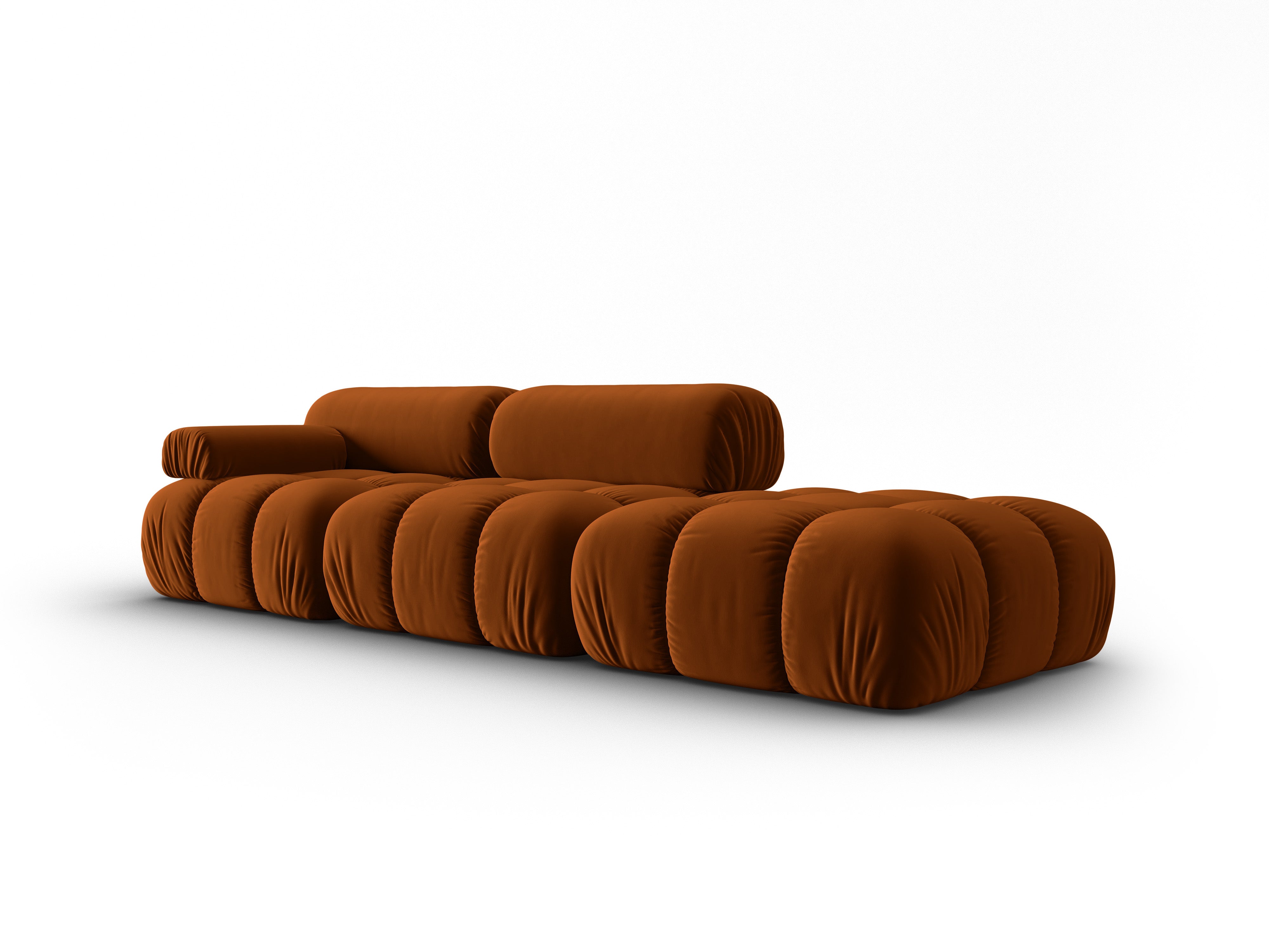 CORTINA terracotta open right-facing 3-seater velvet sofa