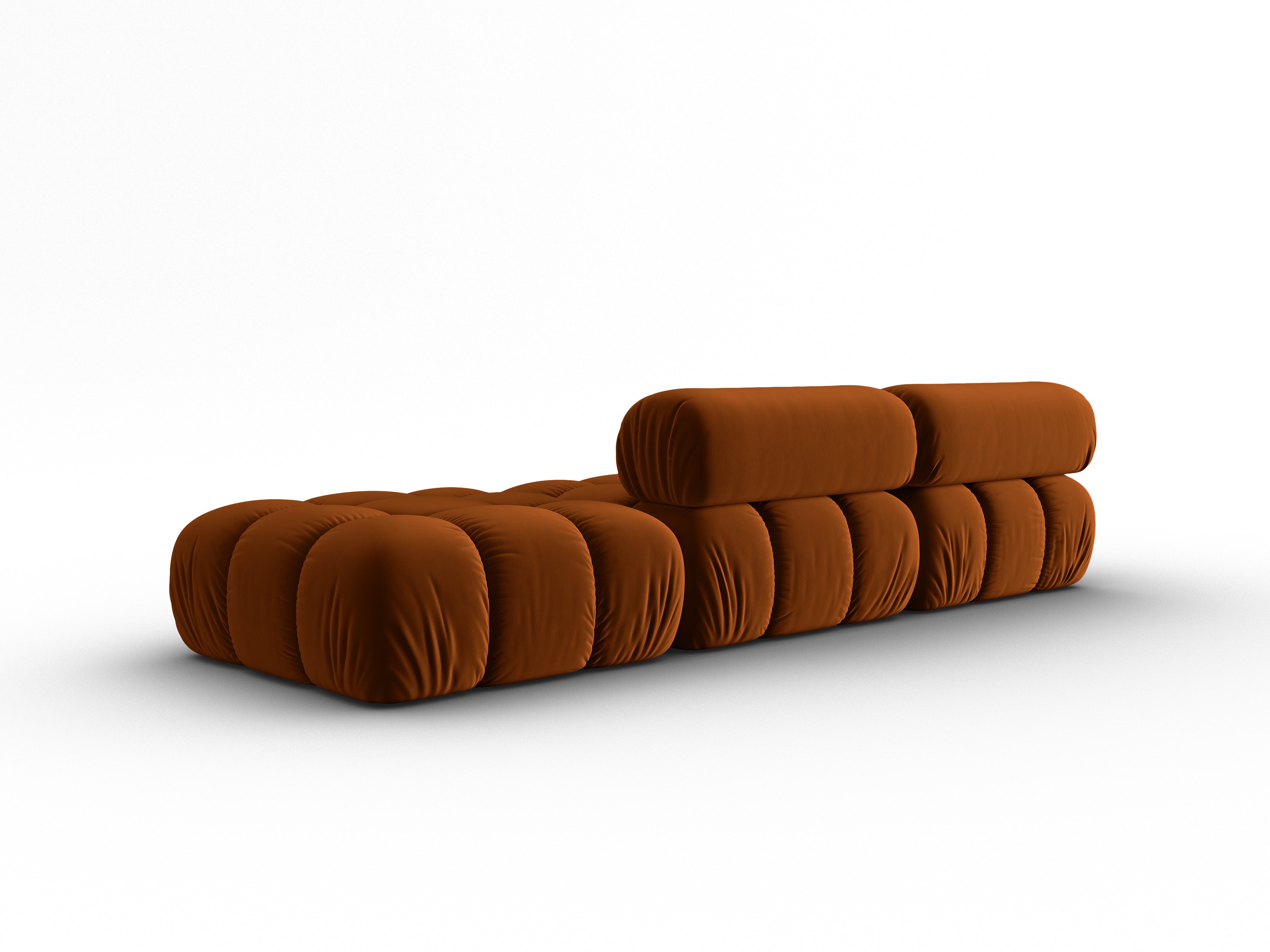 CORTINA terracotta open right-facing 3-seater velvet sofa