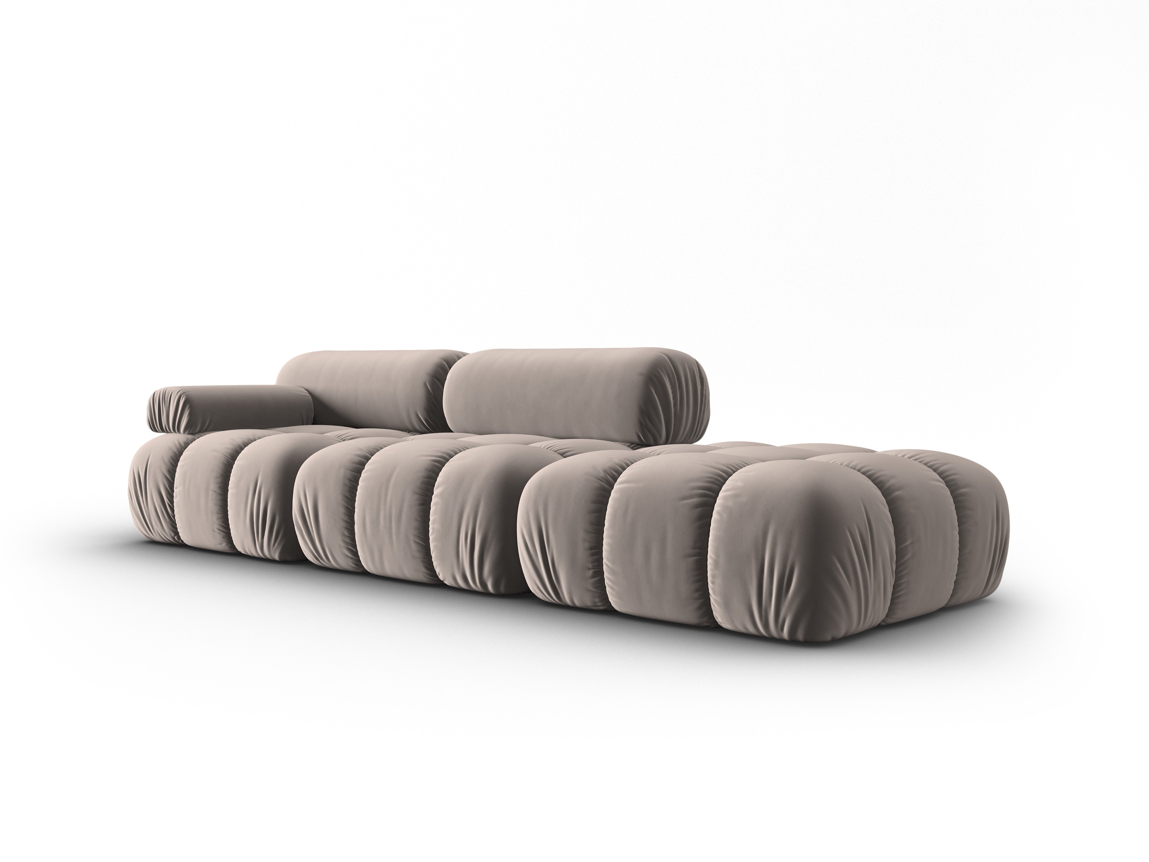 CORTINA cappuccino open right-facing 3-seater velvet sofa