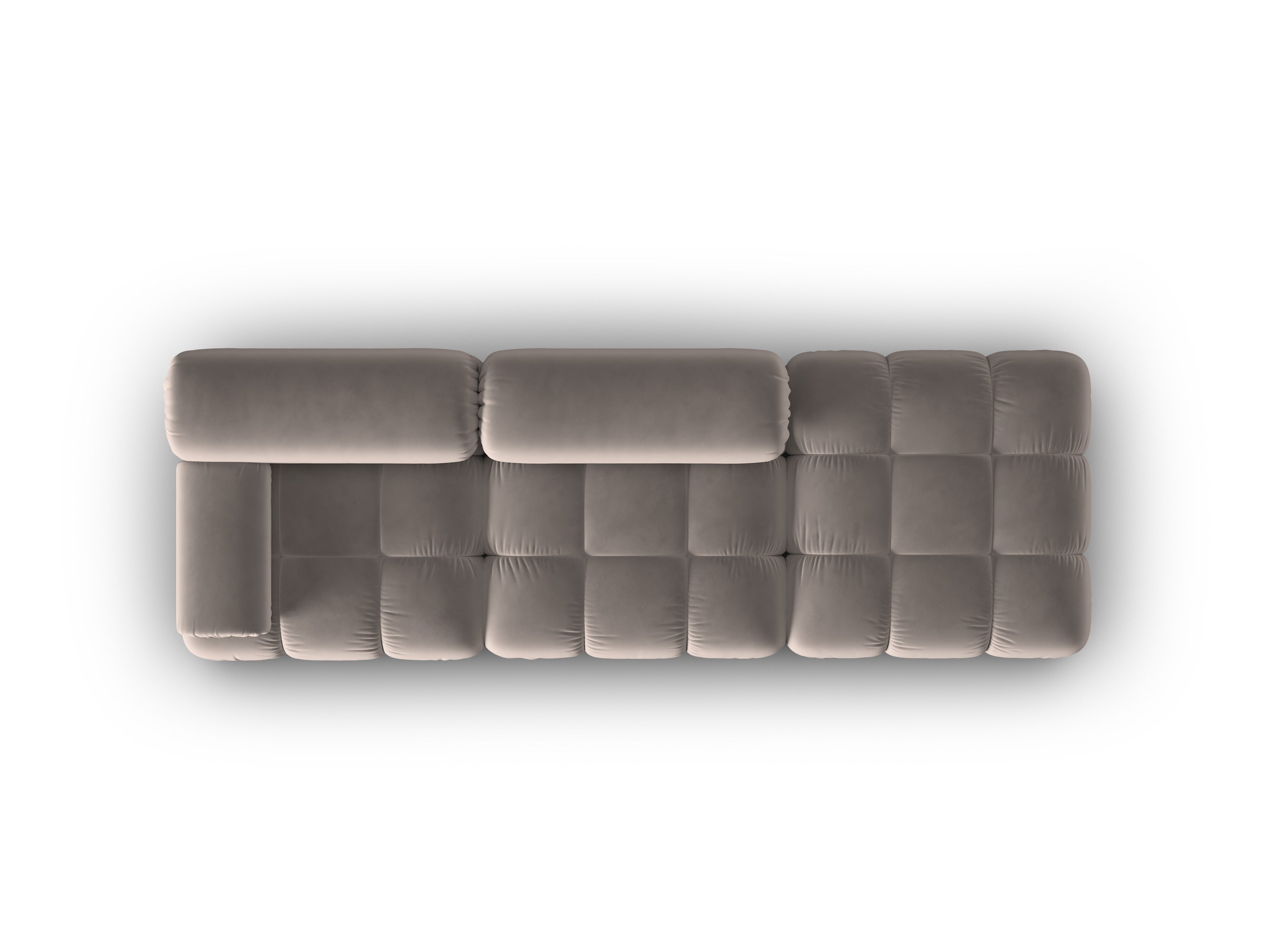 CORTINA cappuccino open right-facing 3-seater velvet sofa