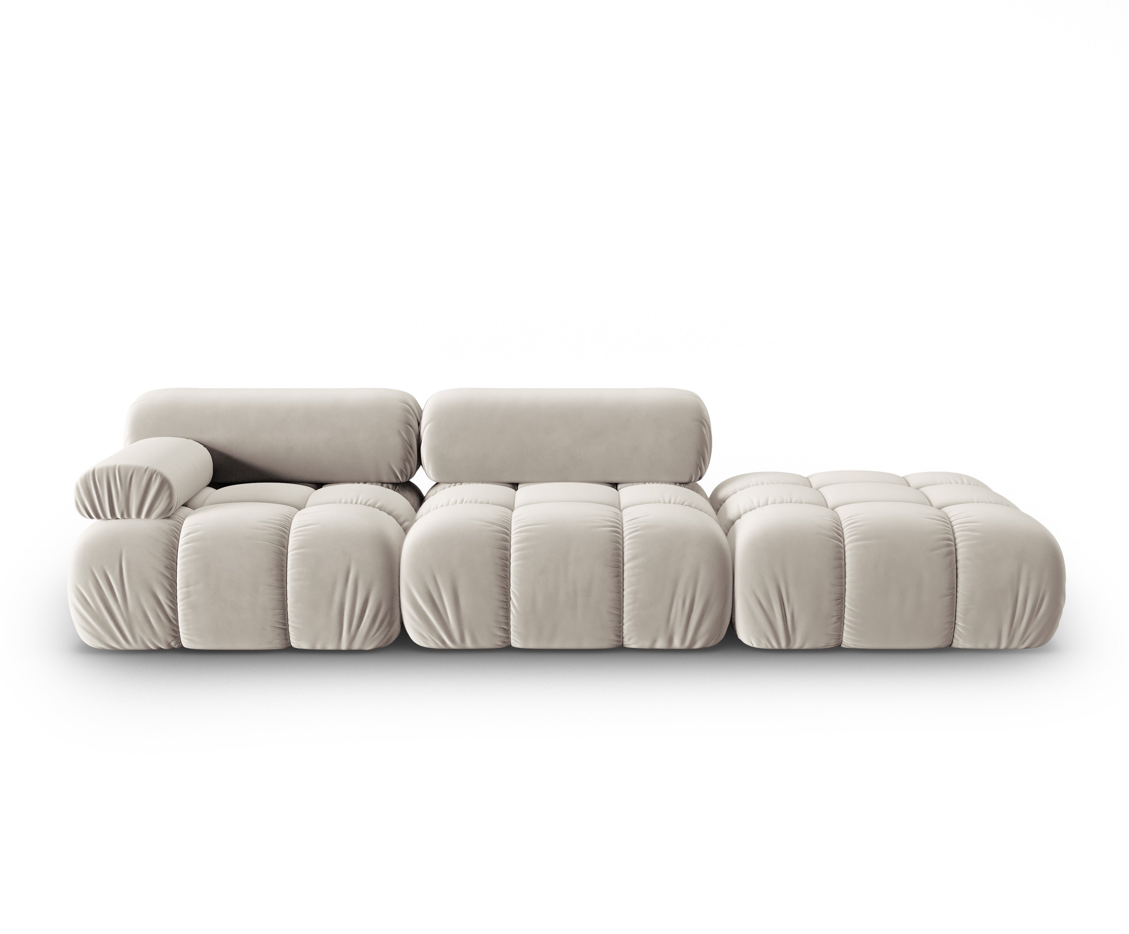 Beige CORTINA 3-Seater Open Right Velvet Sofa