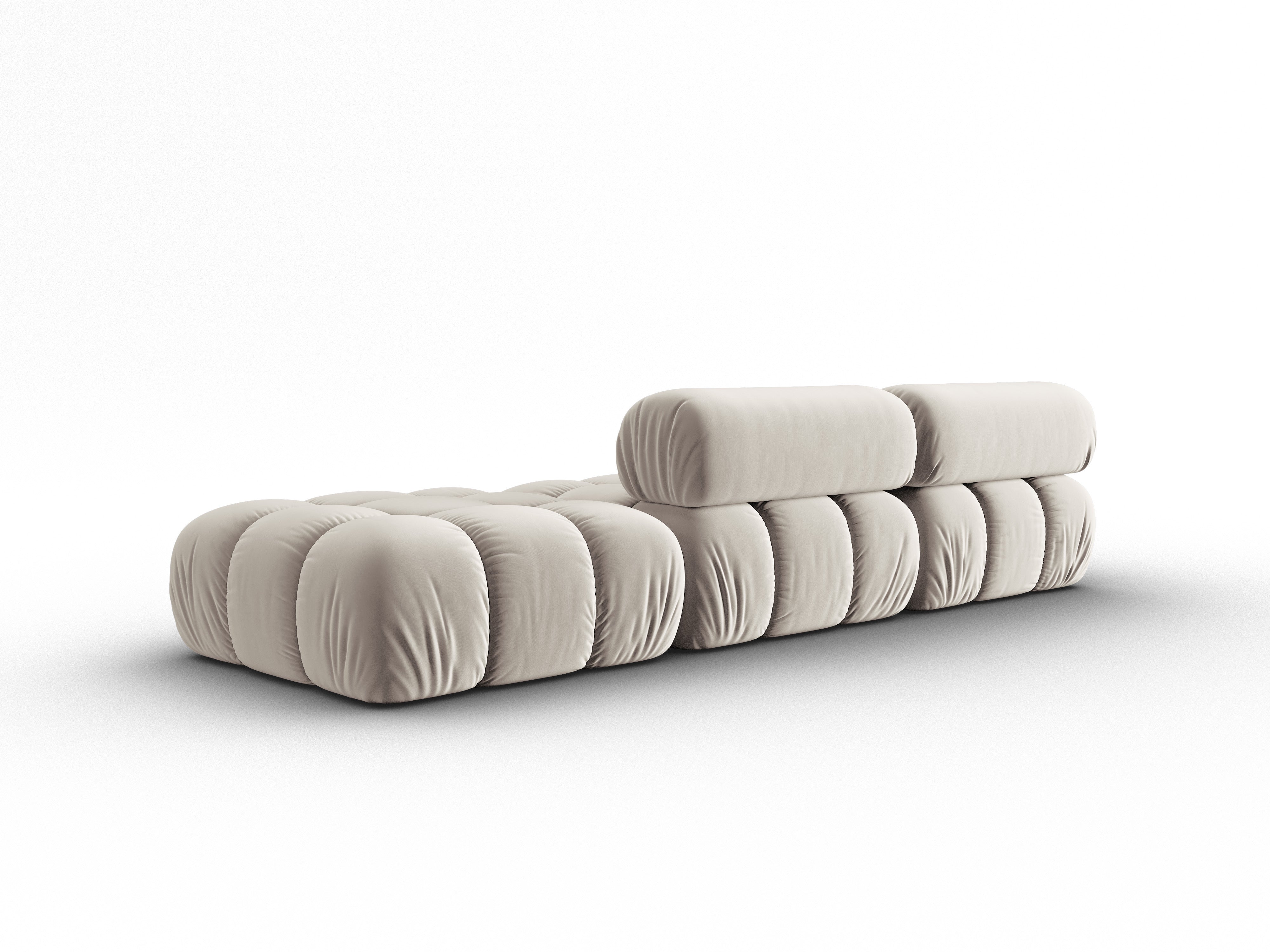 Beige CORTINA 3-Seater Open Right Velvet Sofa