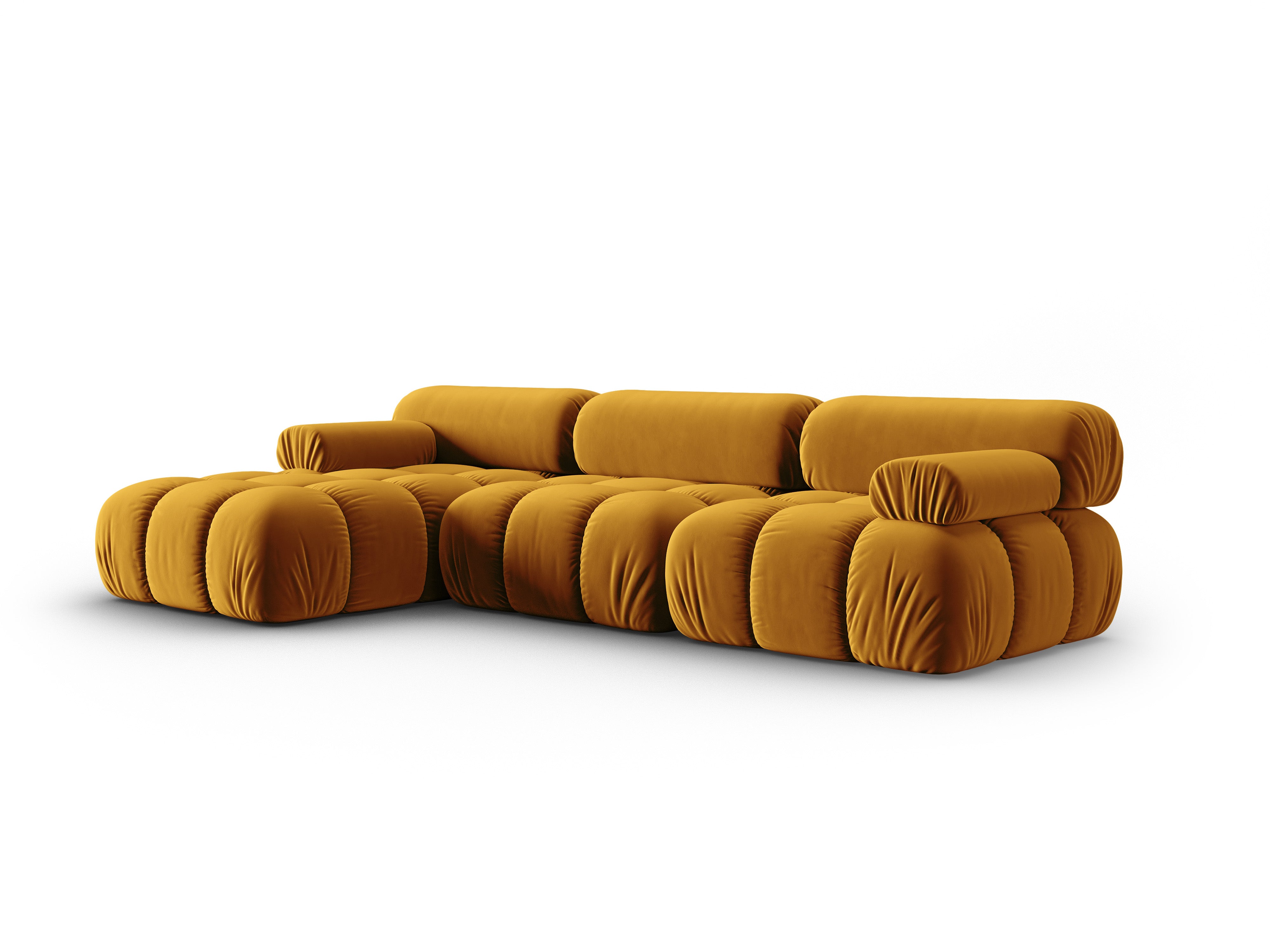 CORTINA Yellow Velvet Left-Facing Sofa for 4 People