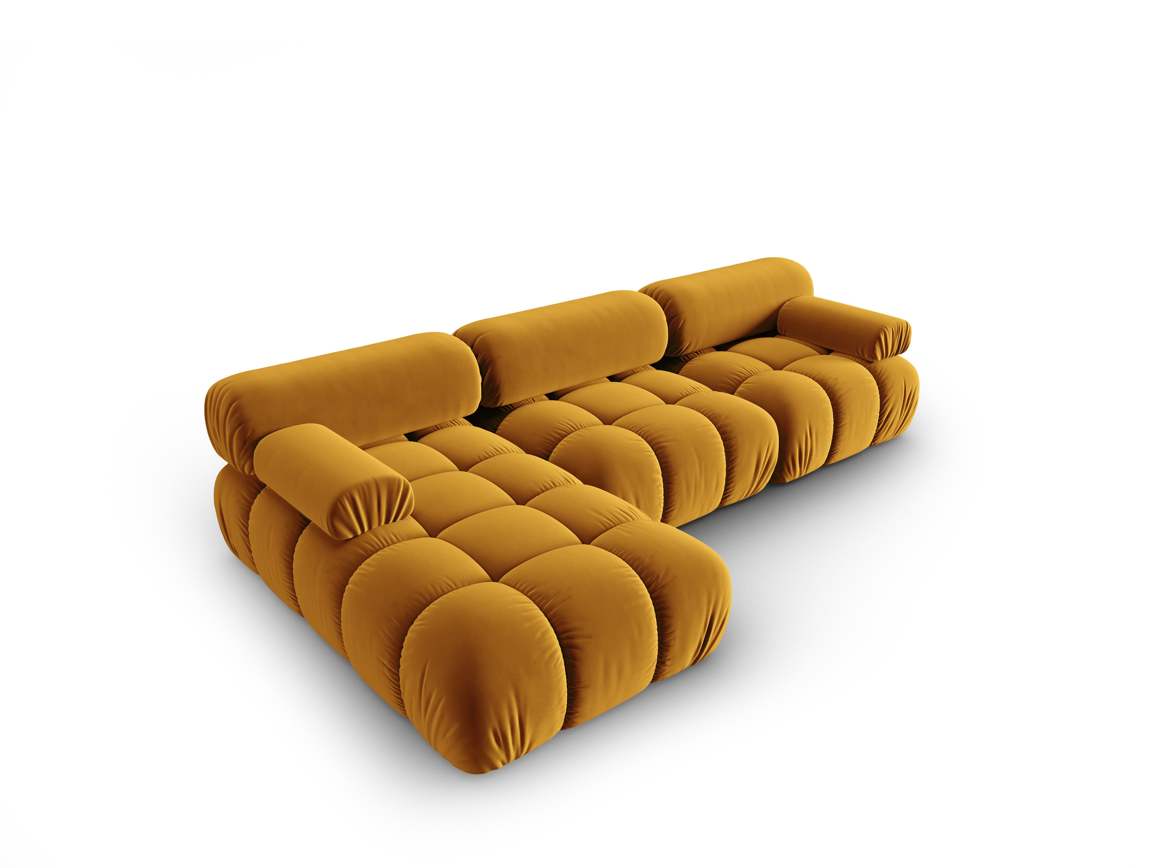 CORTINA Yellow Velvet Left-Facing Sofa for 4 People