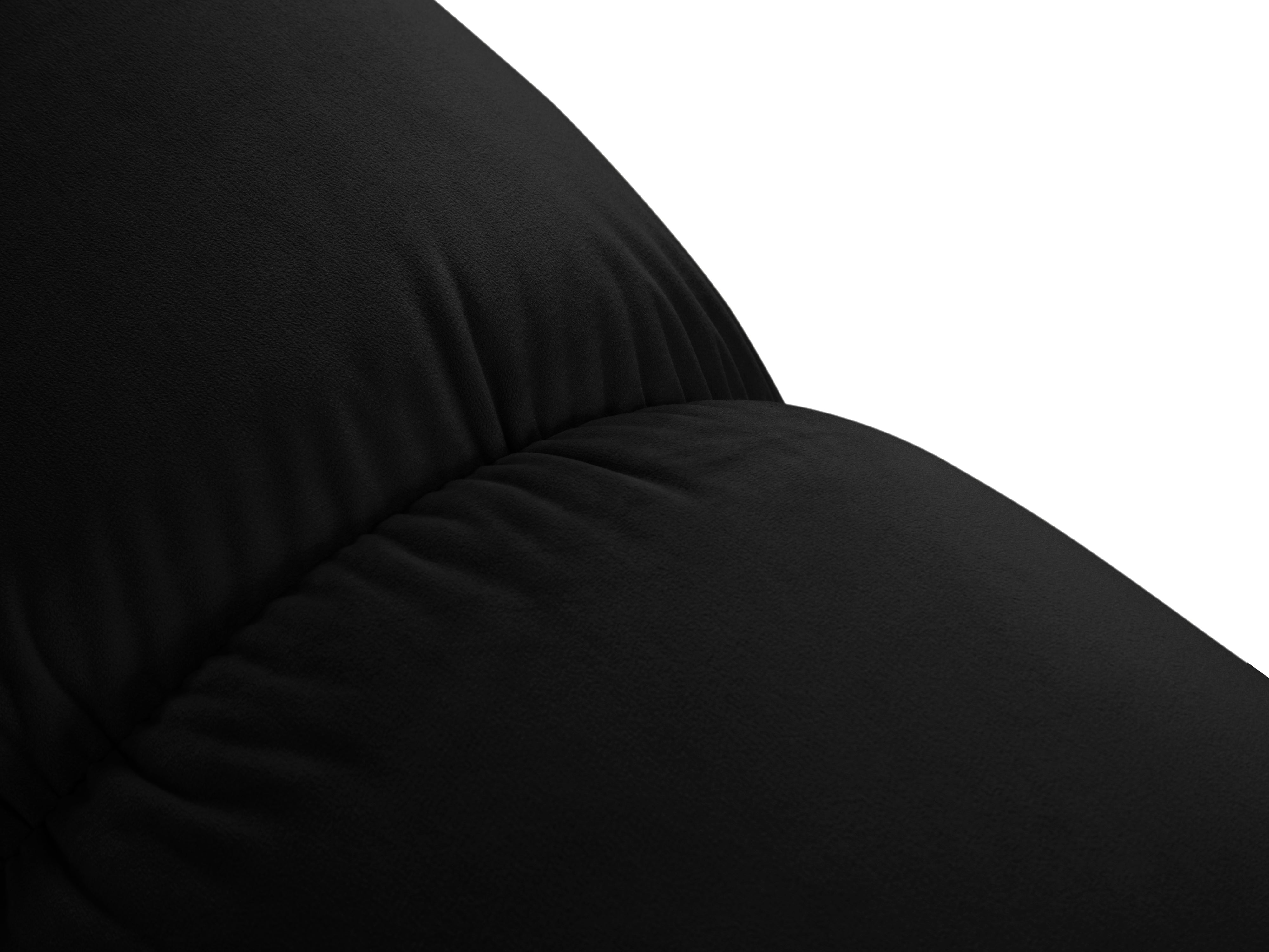 Black Velvet Corner Sofa for 4 People, Right Side, CORTINA