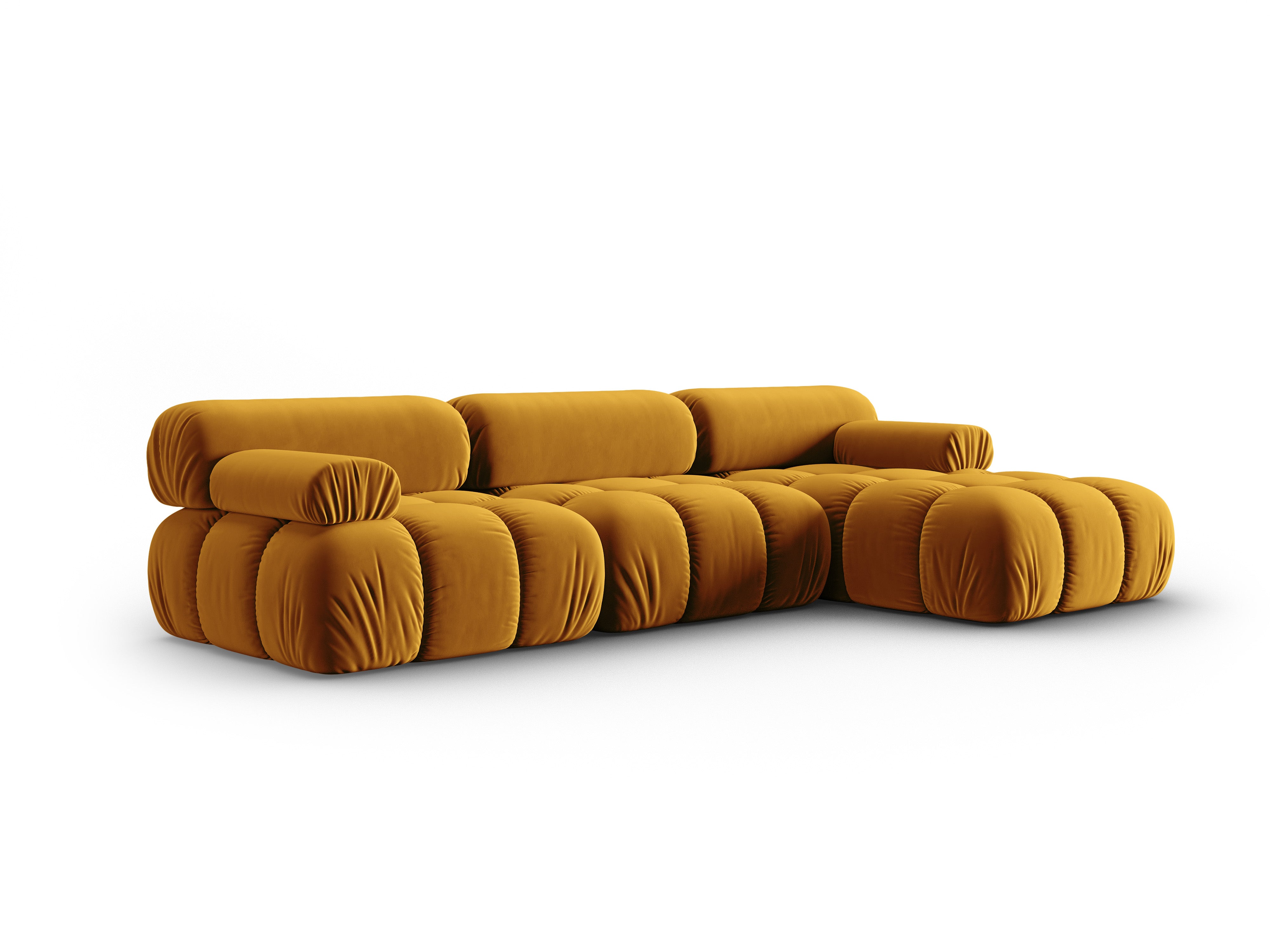 Velvet Corner Sofa for 4 People Right-Hand Side CORTINA Yellow