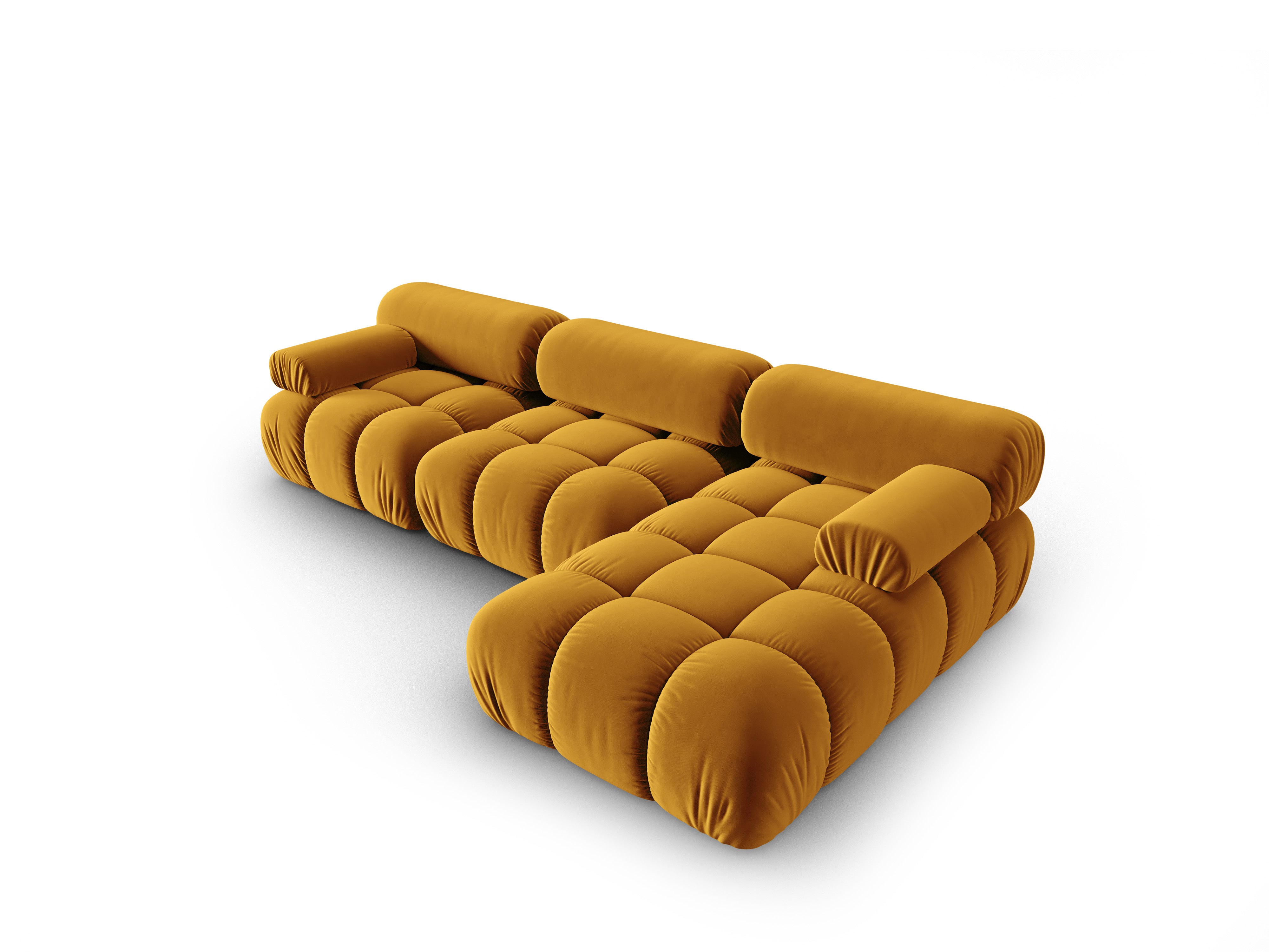 Velvet Corner Sofa for 4 People Right-Hand Side CORTINA Yellow