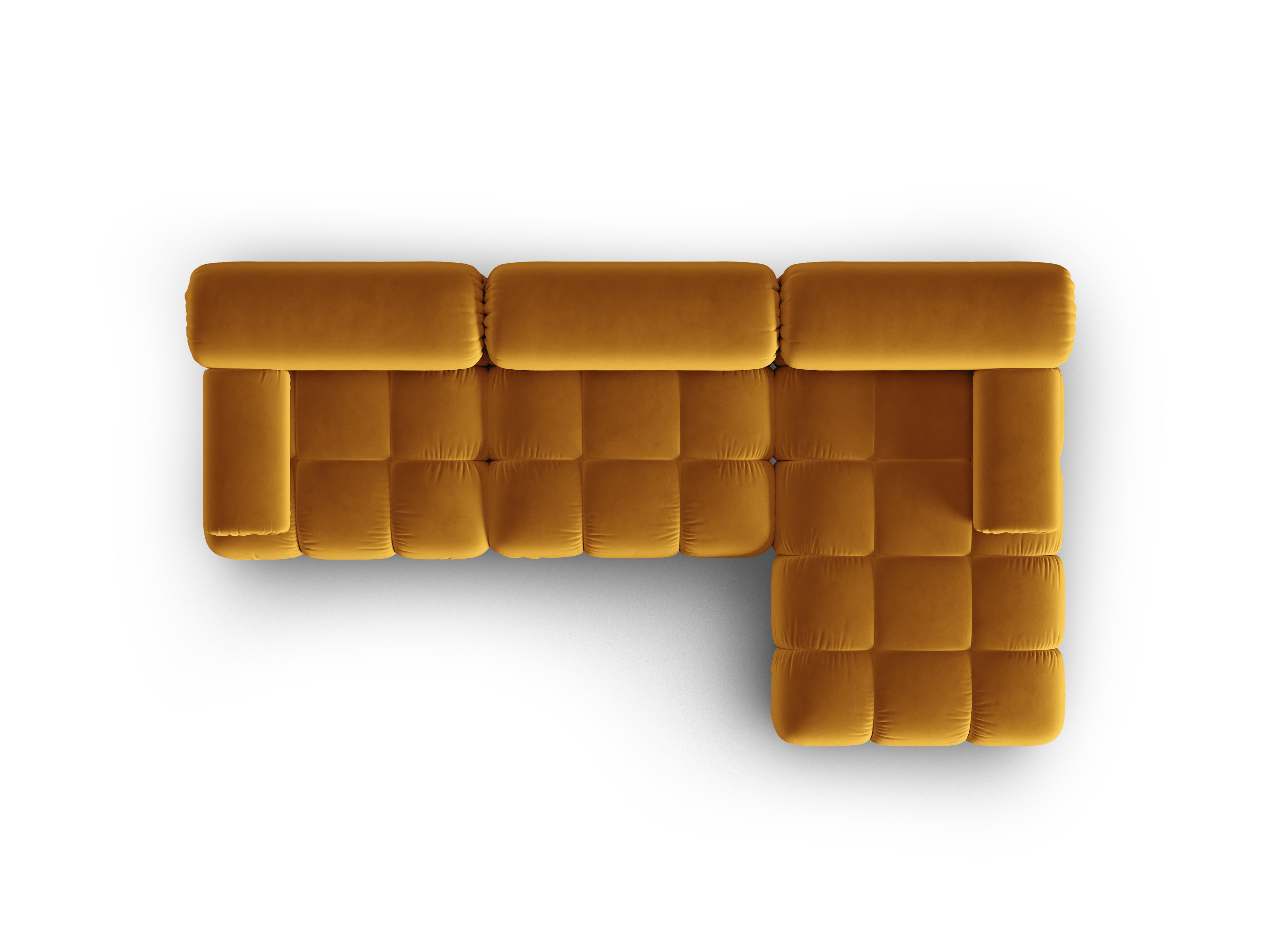 Velvet Corner Sofa for 4 People Right-Hand Side CORTINA Yellow