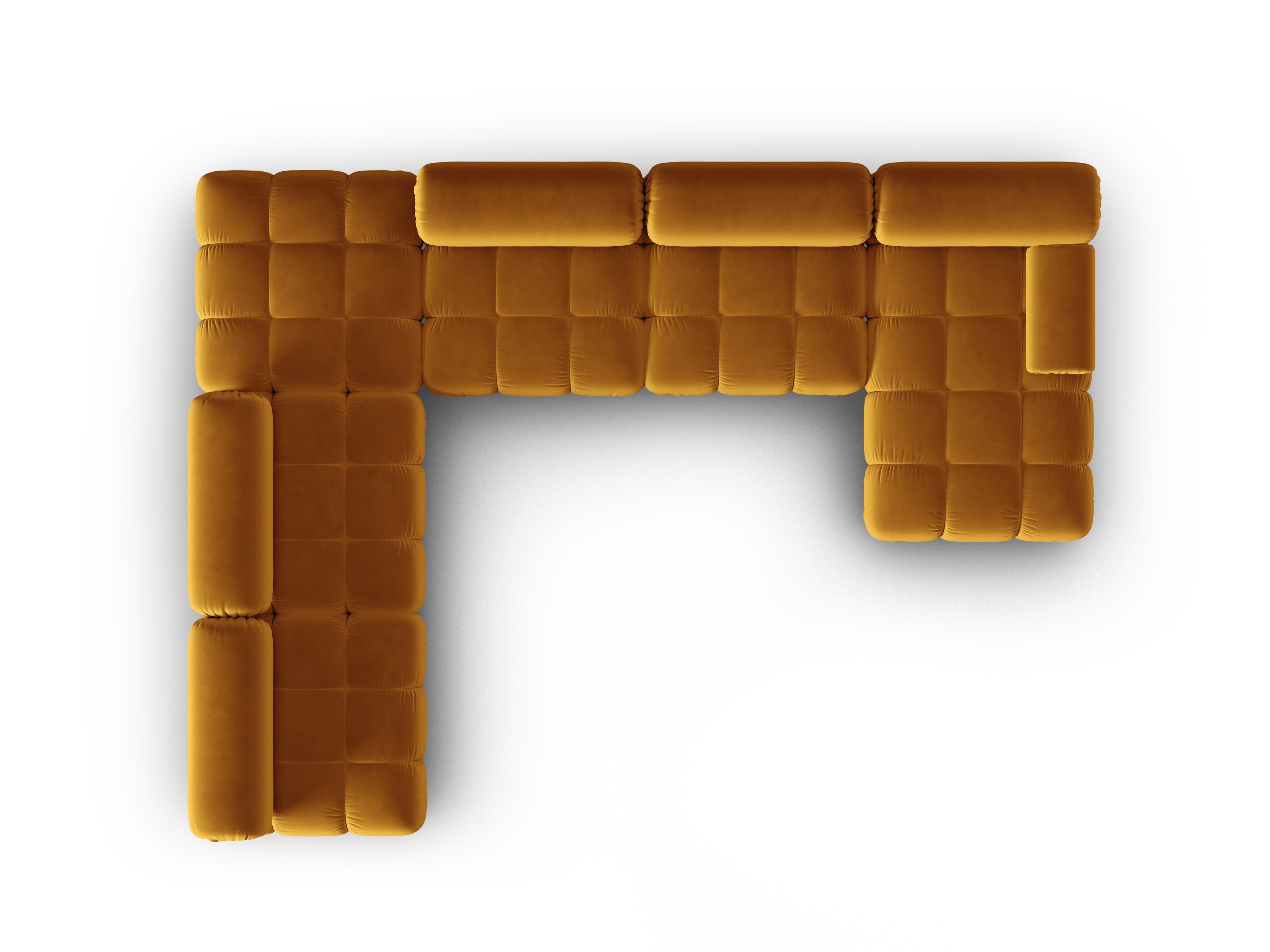 CORTINA Yellow Left-Handed Velvet Panoramic Corner Sofa