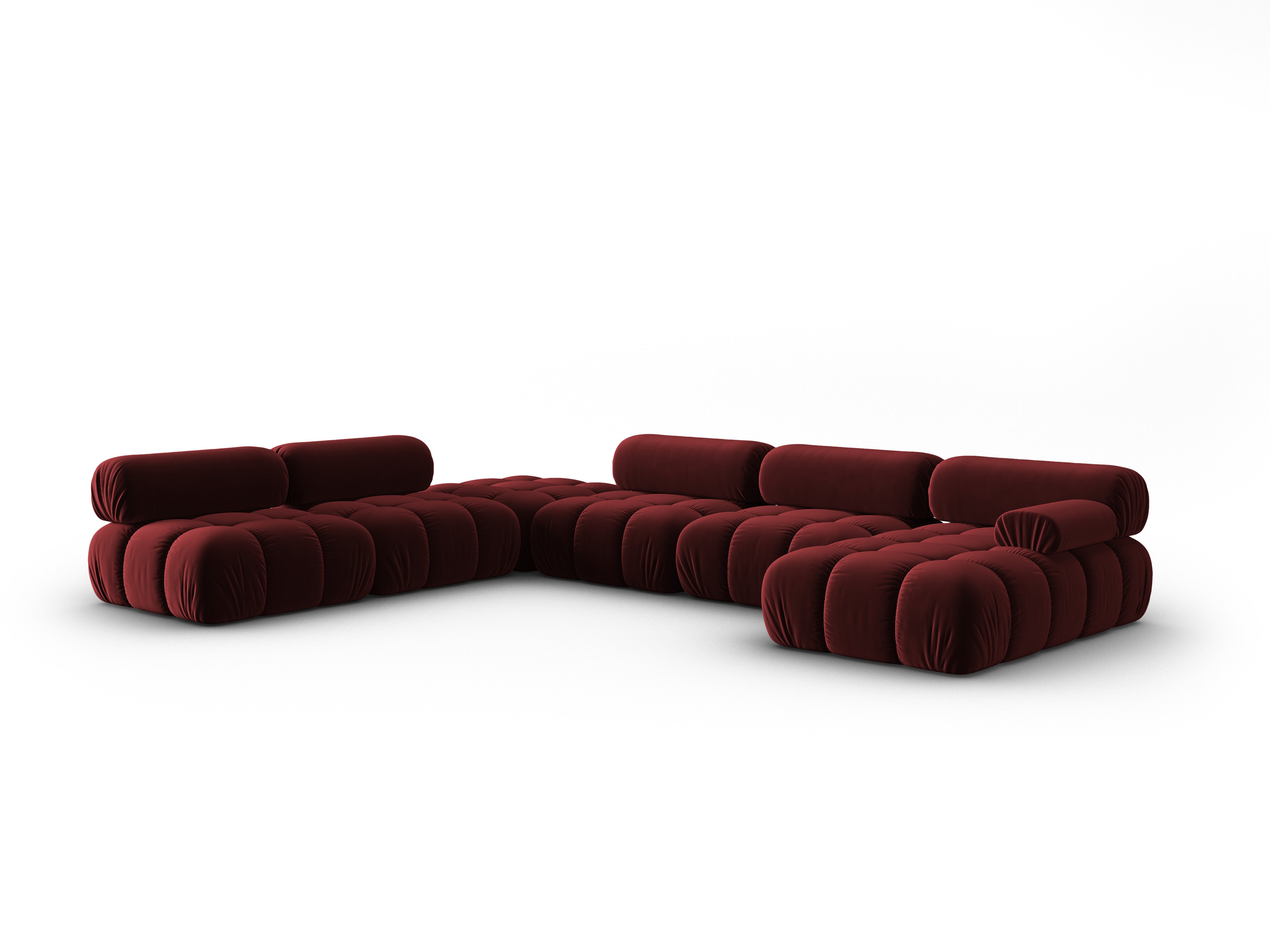 CORTINA Left-Arm Velvet Panoramic Sofa in Wine Red