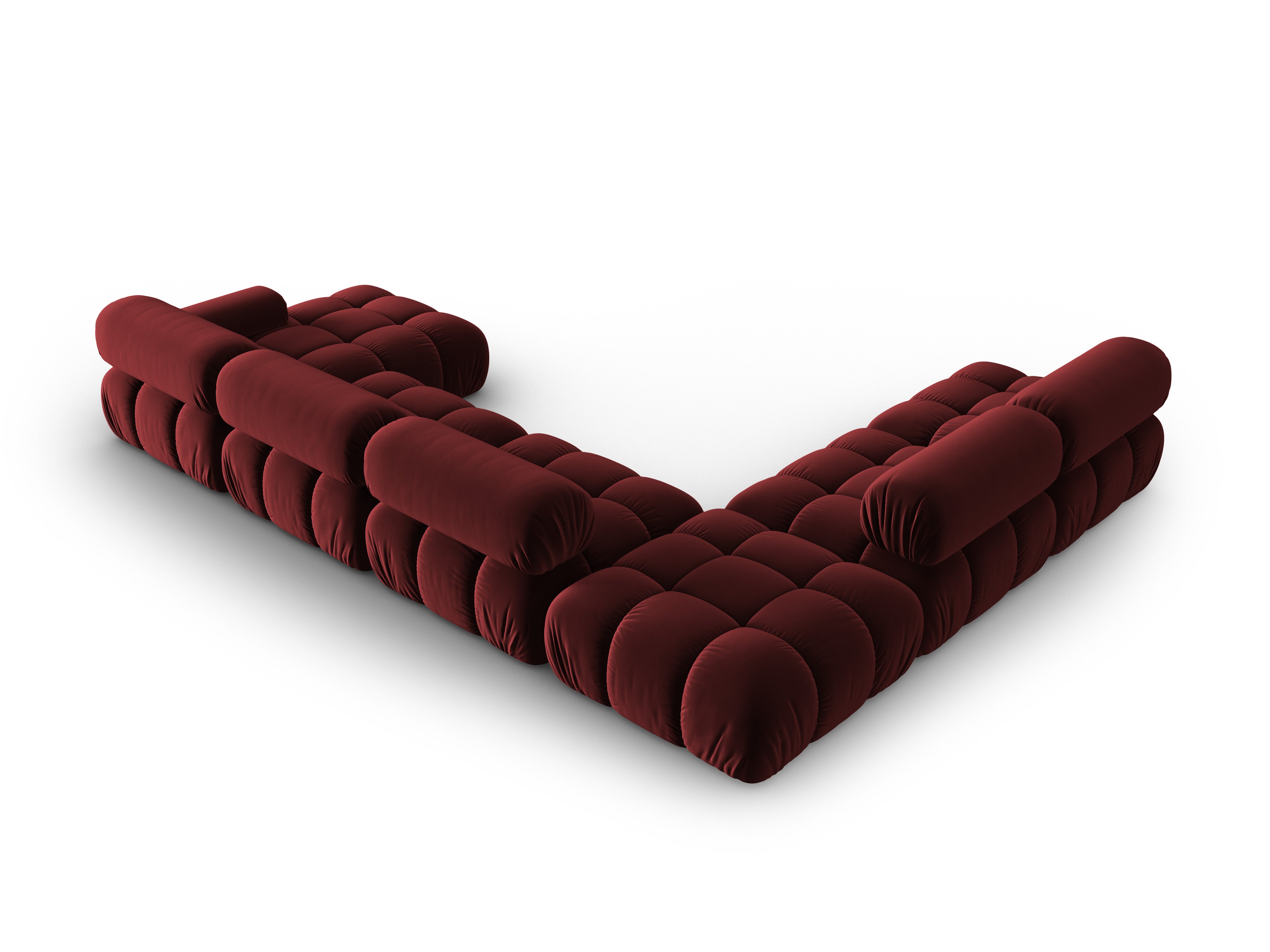 CORTINA Left-Arm Velvet Panoramic Sofa in Wine Red