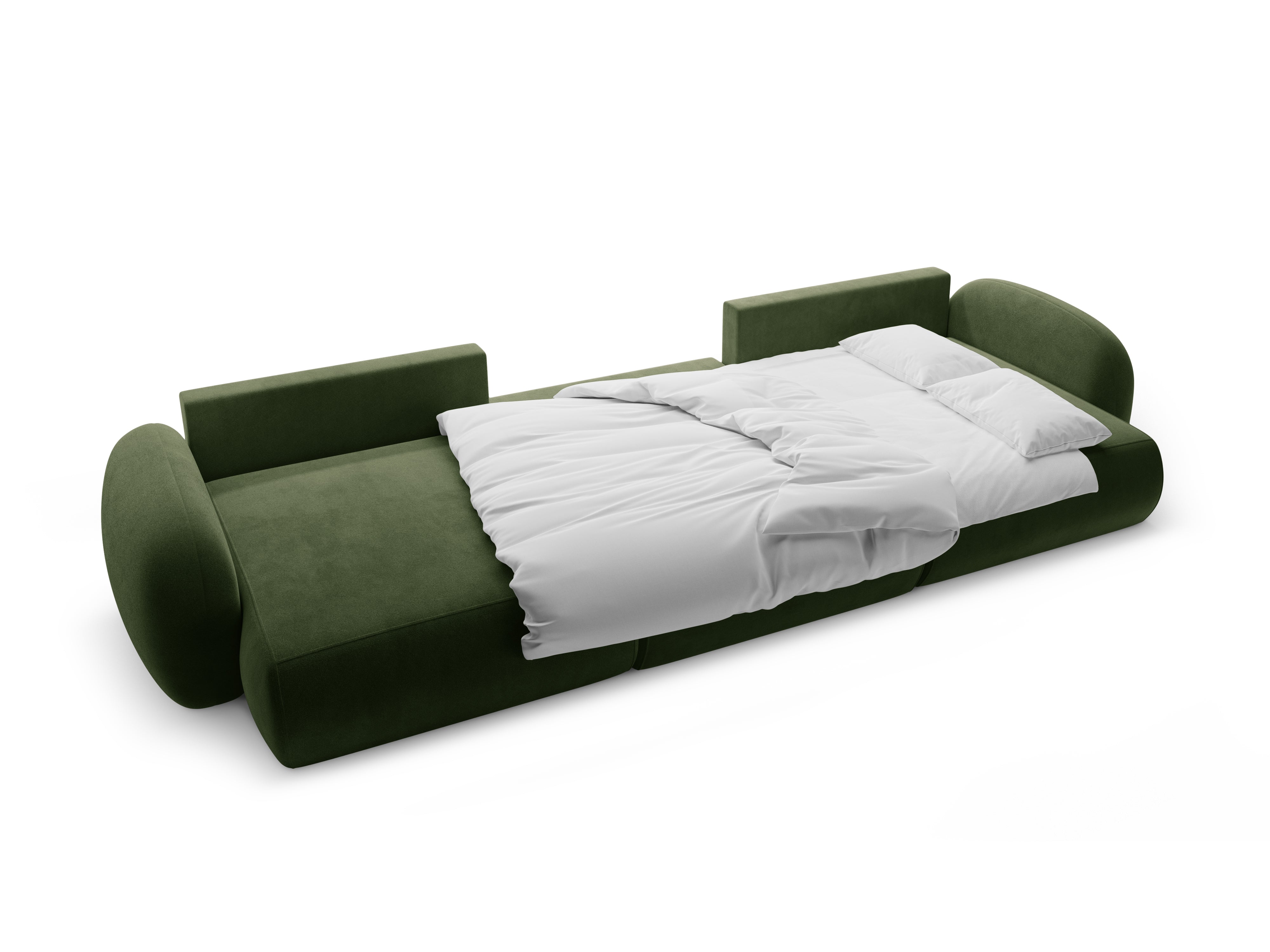 Panoramic Velvet Sofa with Sleeping Function for 5 People TONALE Military Green