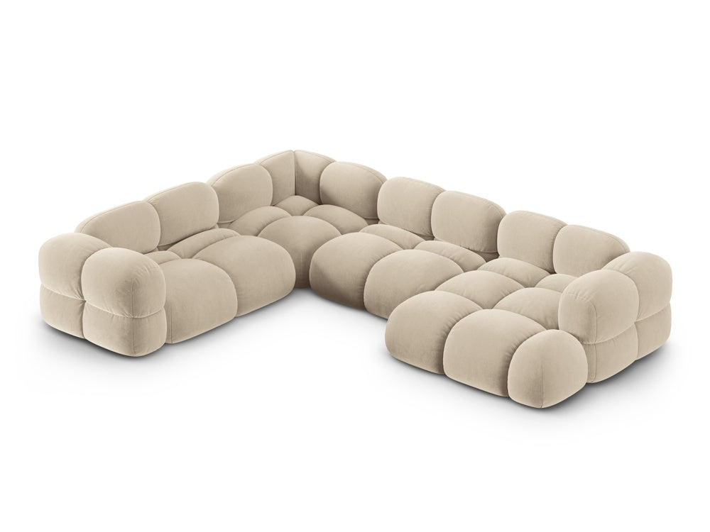 Samt-U-Form-Ecksofa links LORETTO beige