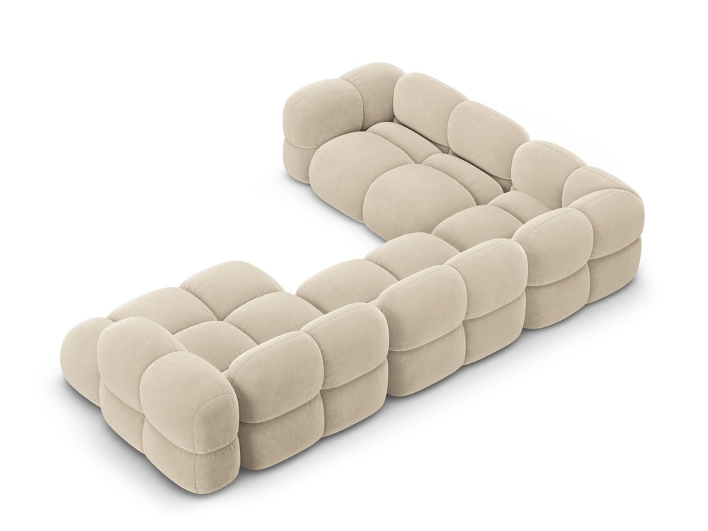 Samt-U-Form-Ecksofa links LORETTO beige
