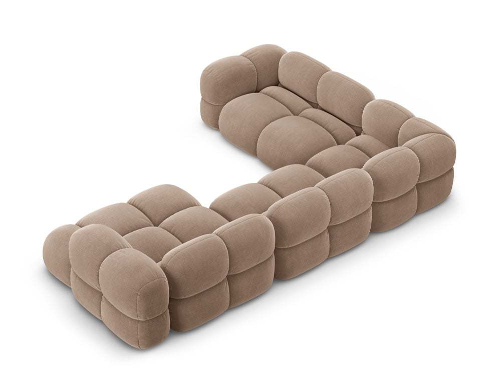 Samt-U-Form-Ecksofa links LORETTO dunkelbeige