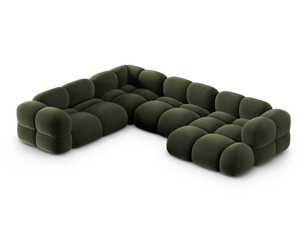 Samt-U-Form-Ecksofa links LORETTO grün