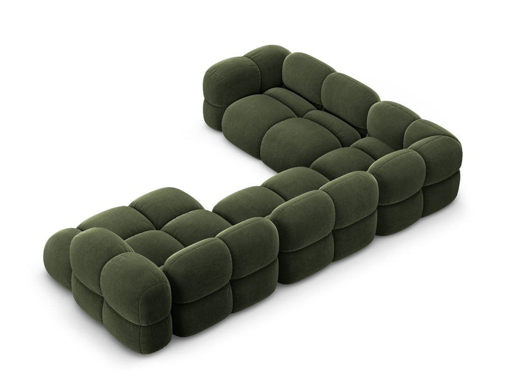 Samt-U-Form-Ecksofa links LORETTO grün