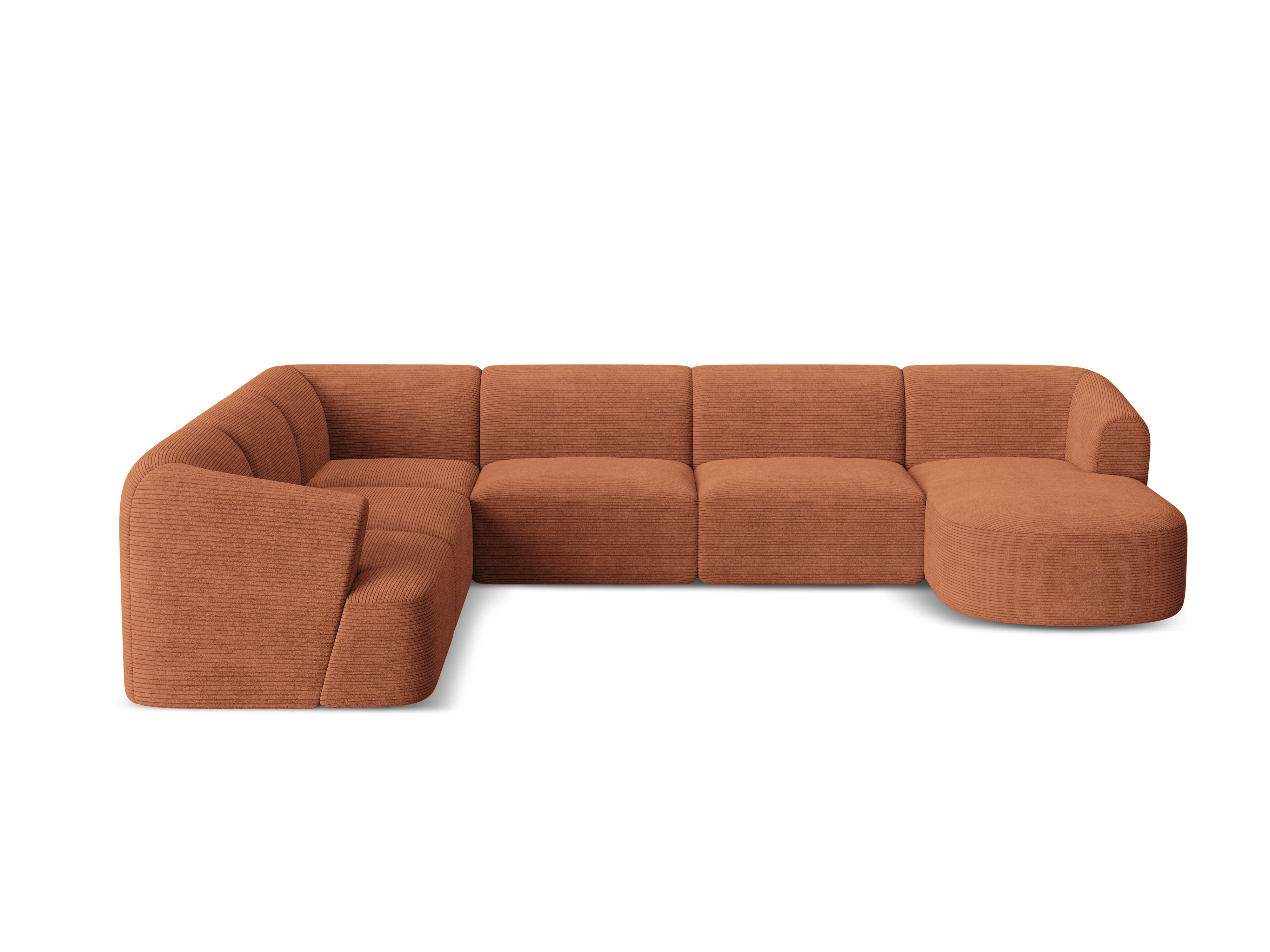 Left-sided panoramic corner sofa for 7 people CAMPI brick corduroy