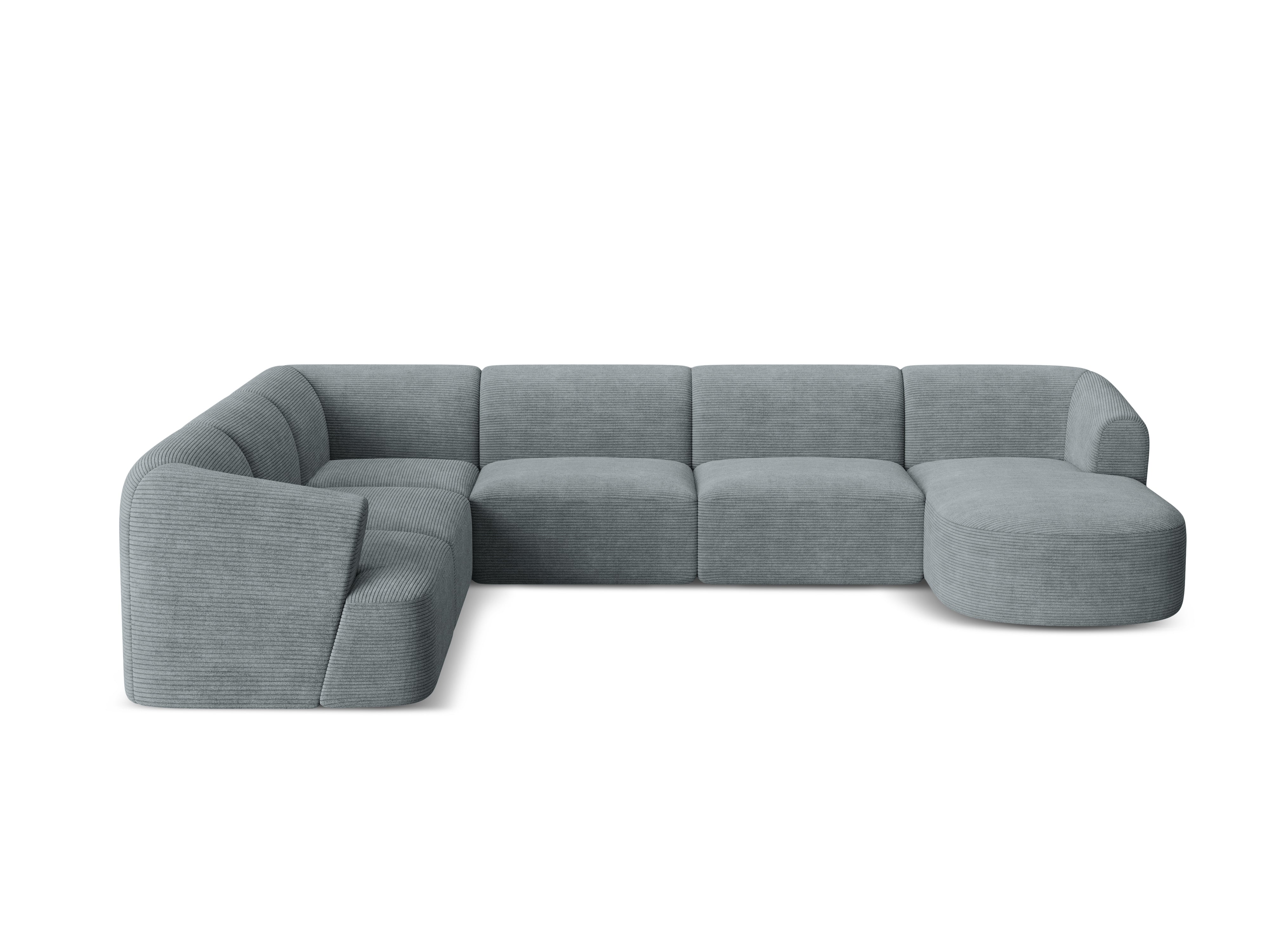 Left-sided panoramic corner sofa for 7 people CAMPI gray corduroy