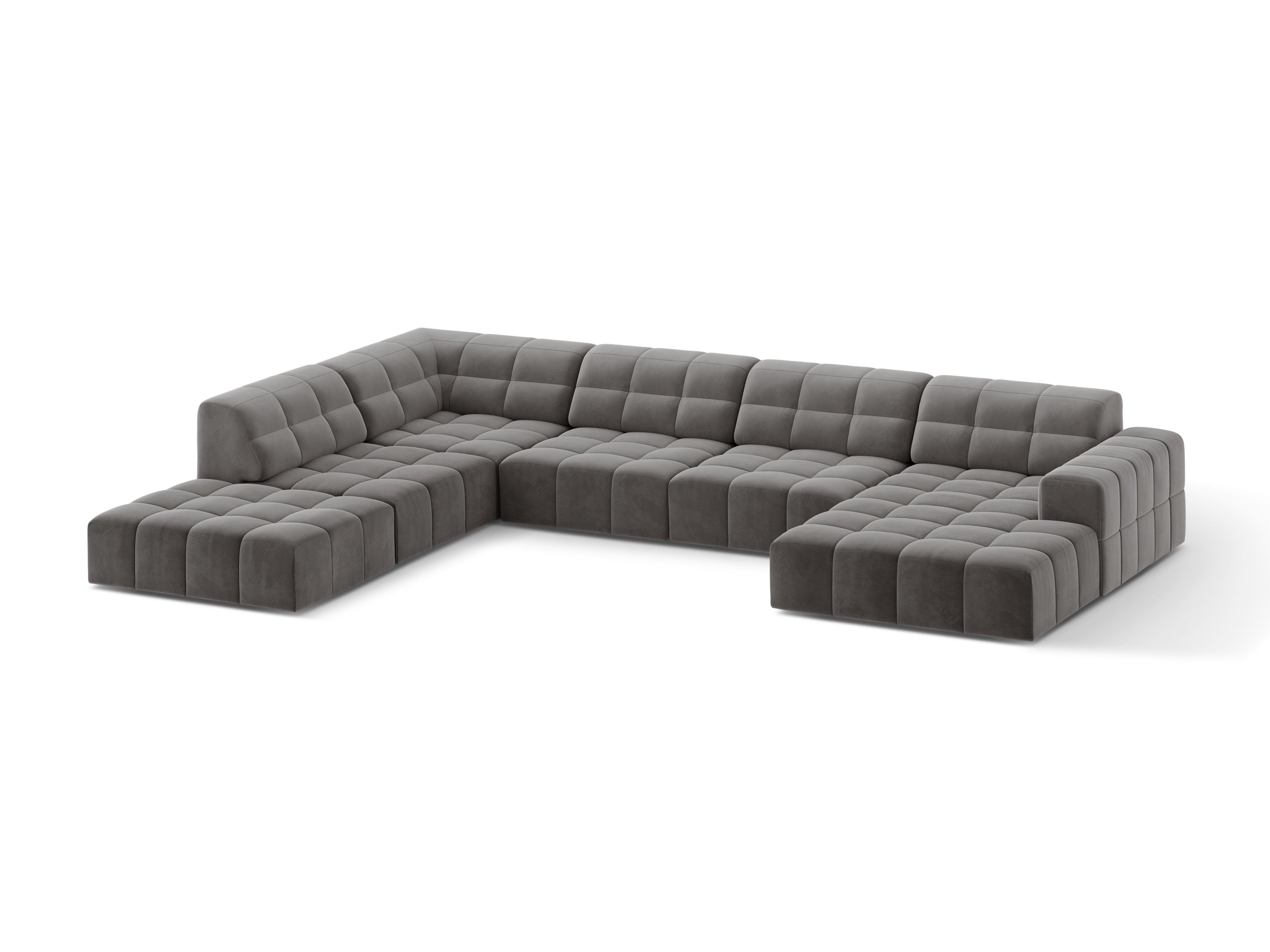 A corner in the shape of a velvety left -handed gray chicago
