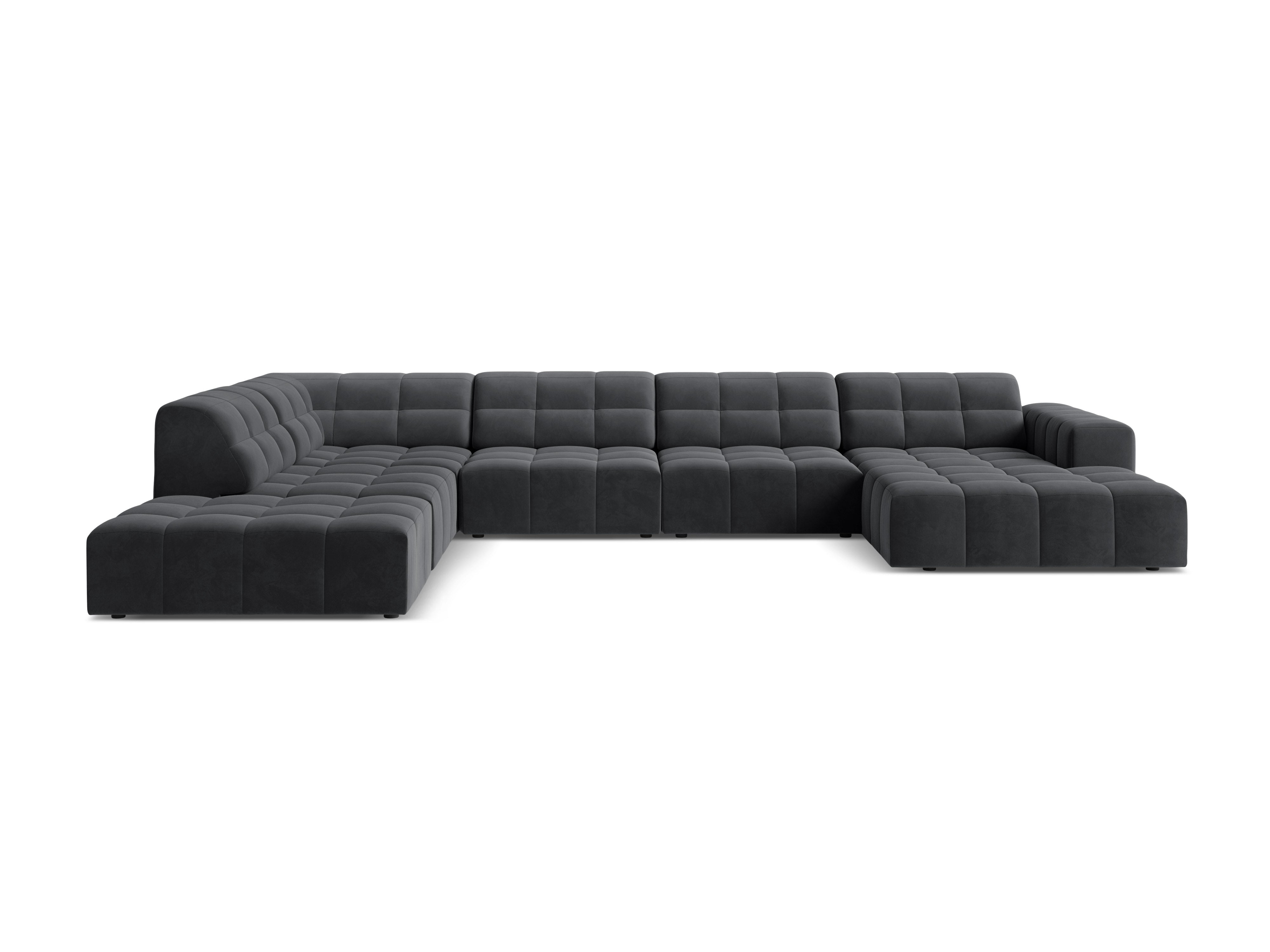 A corner in the shape of a velvety left -handed chicago dark gray