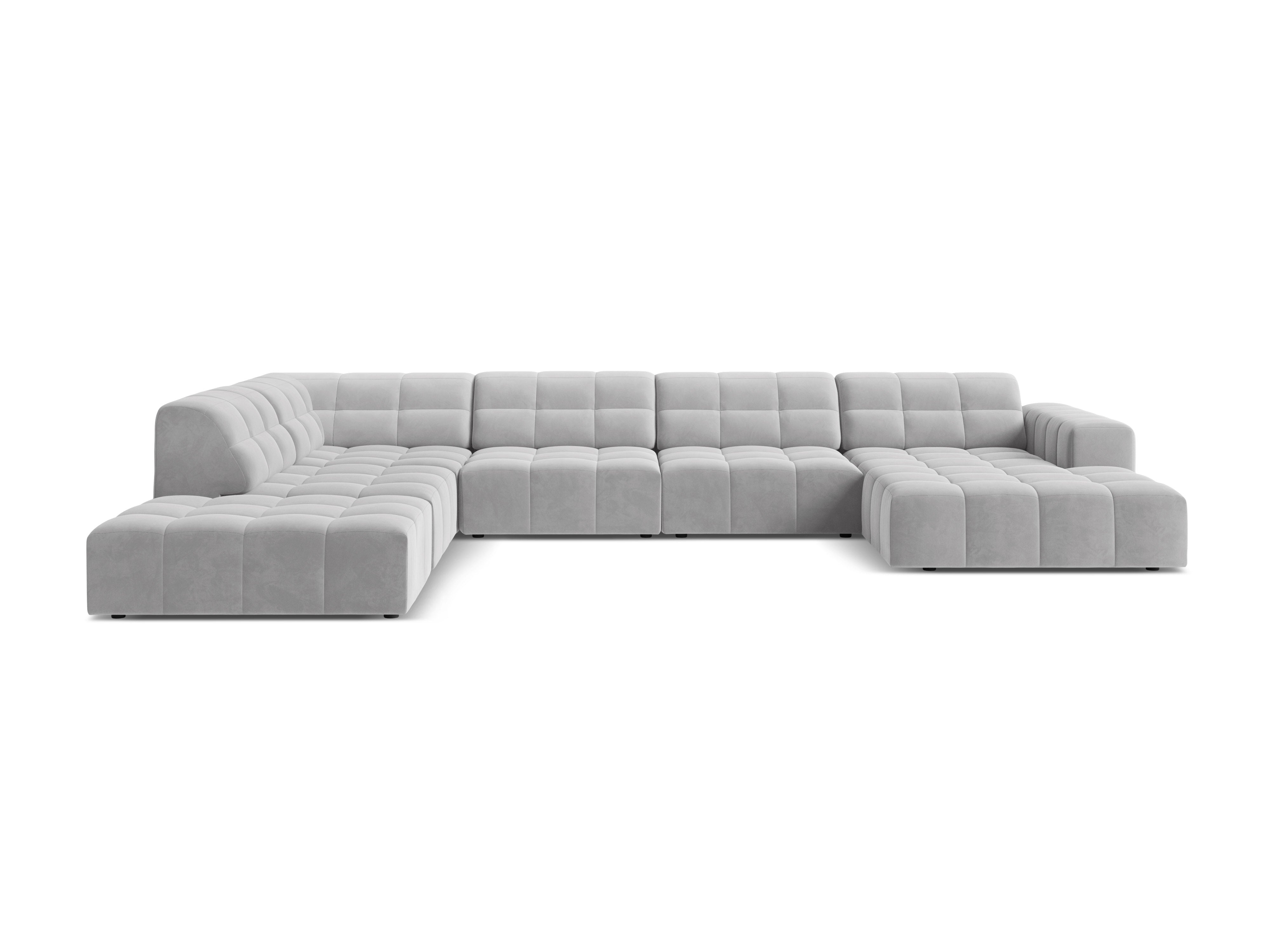 A corner in the shape of a velvety left -handed light gray chicago