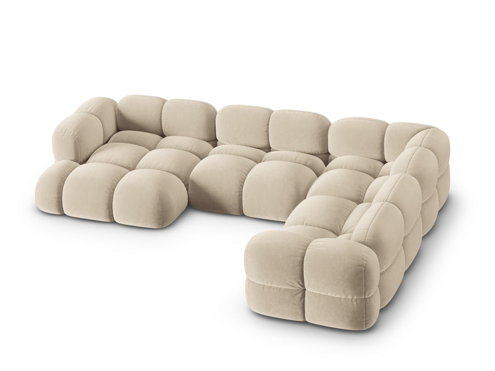 Samt-U-Form-Ecksofa rechts LORETTO beige