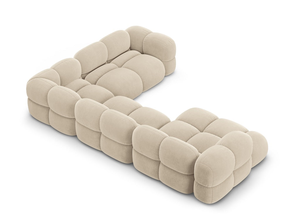 Samt-U-Form-Ecksofa rechts LORETTO beige
