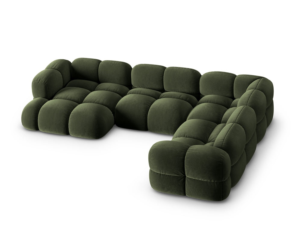 Samt-U-Form-Couch rechts LORETTO grün