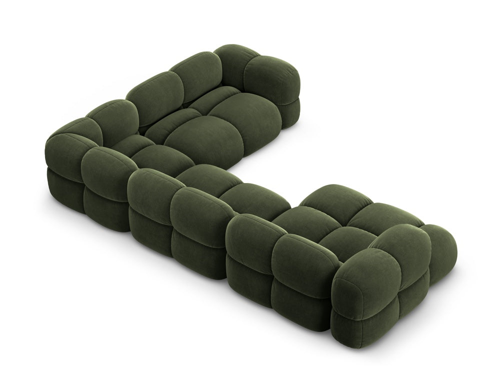 Samt-U-Form-Couch rechts LORETTO grün
