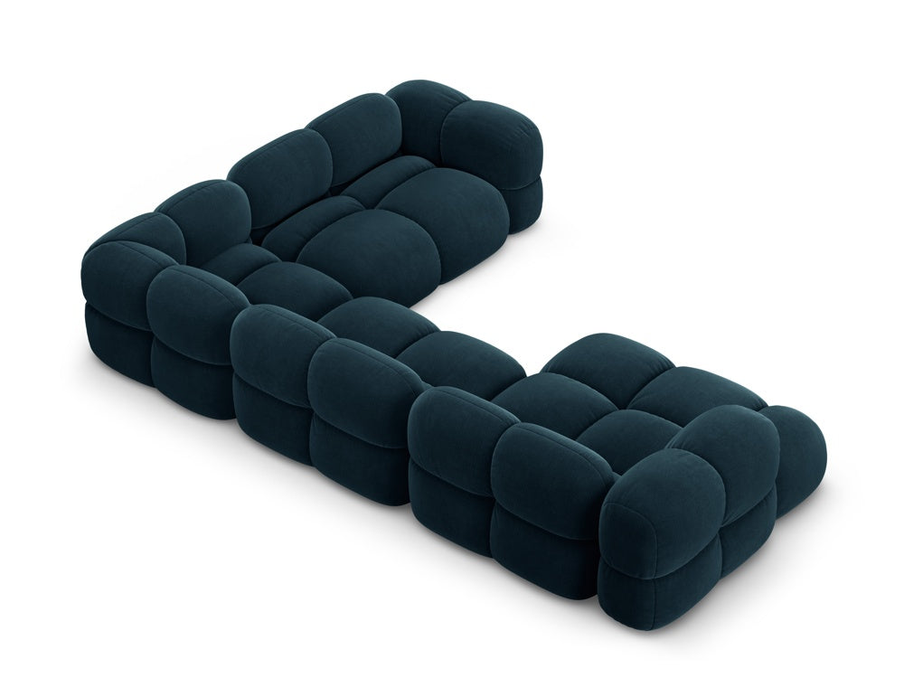 Velvet U-shaped right-facing corner sofa LORETTO petrol