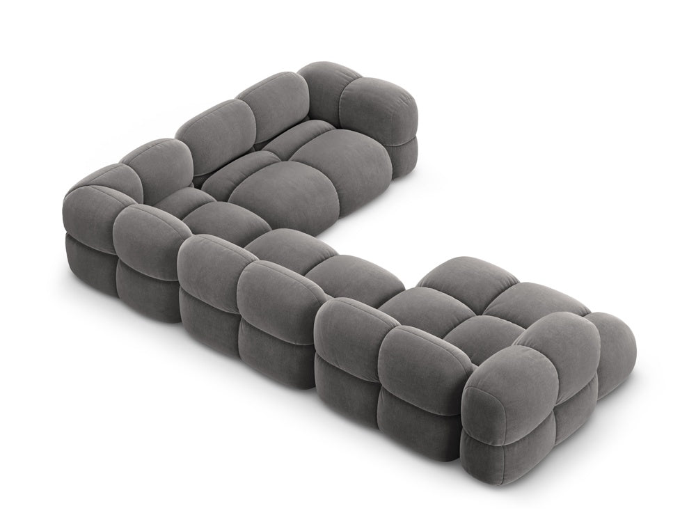 Samt-U-Form-Ecksofa rechts LORETTO grau