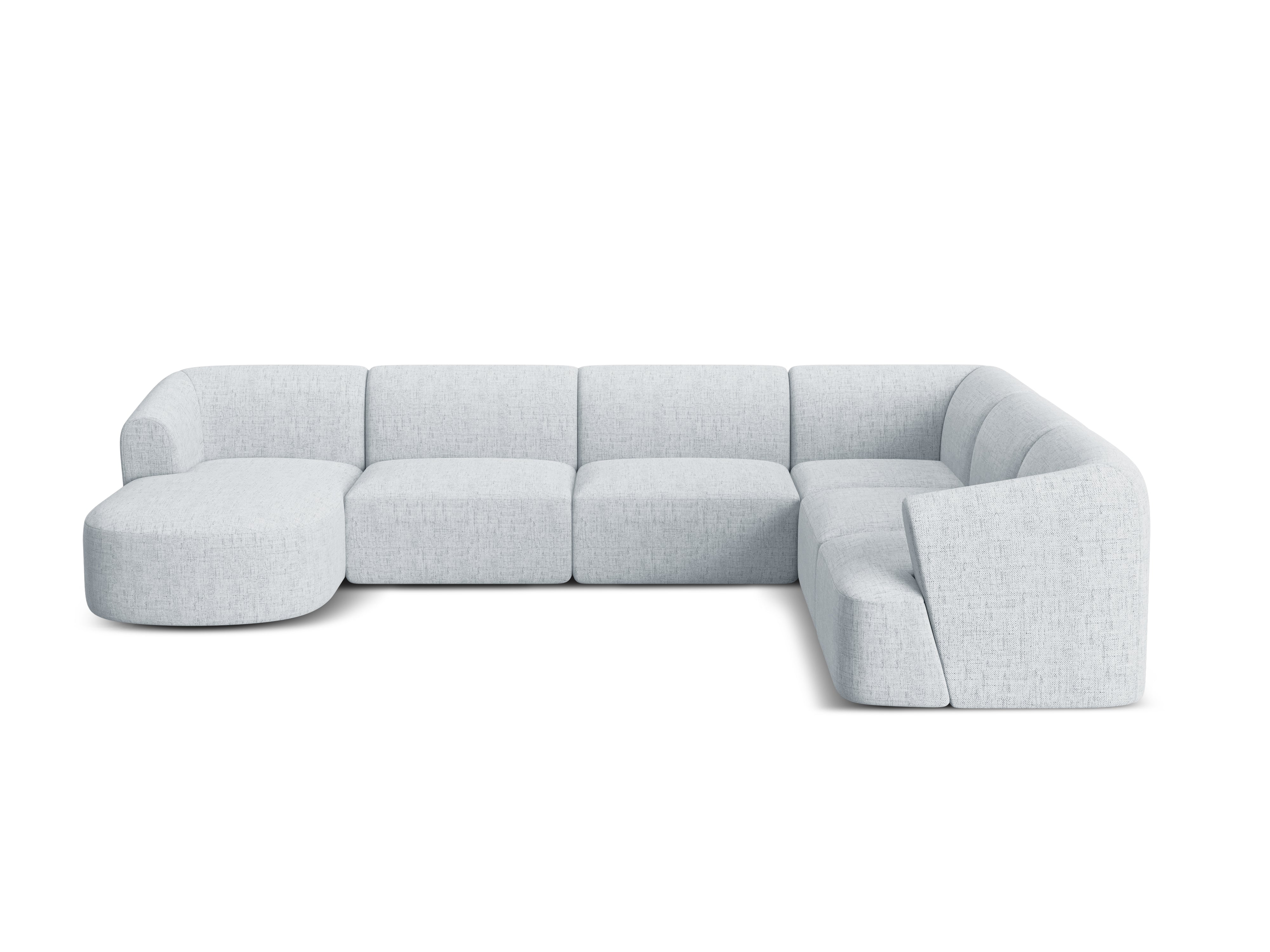 Right-sided panoramic corner sofa for 7 people CAMPI light gray chenille