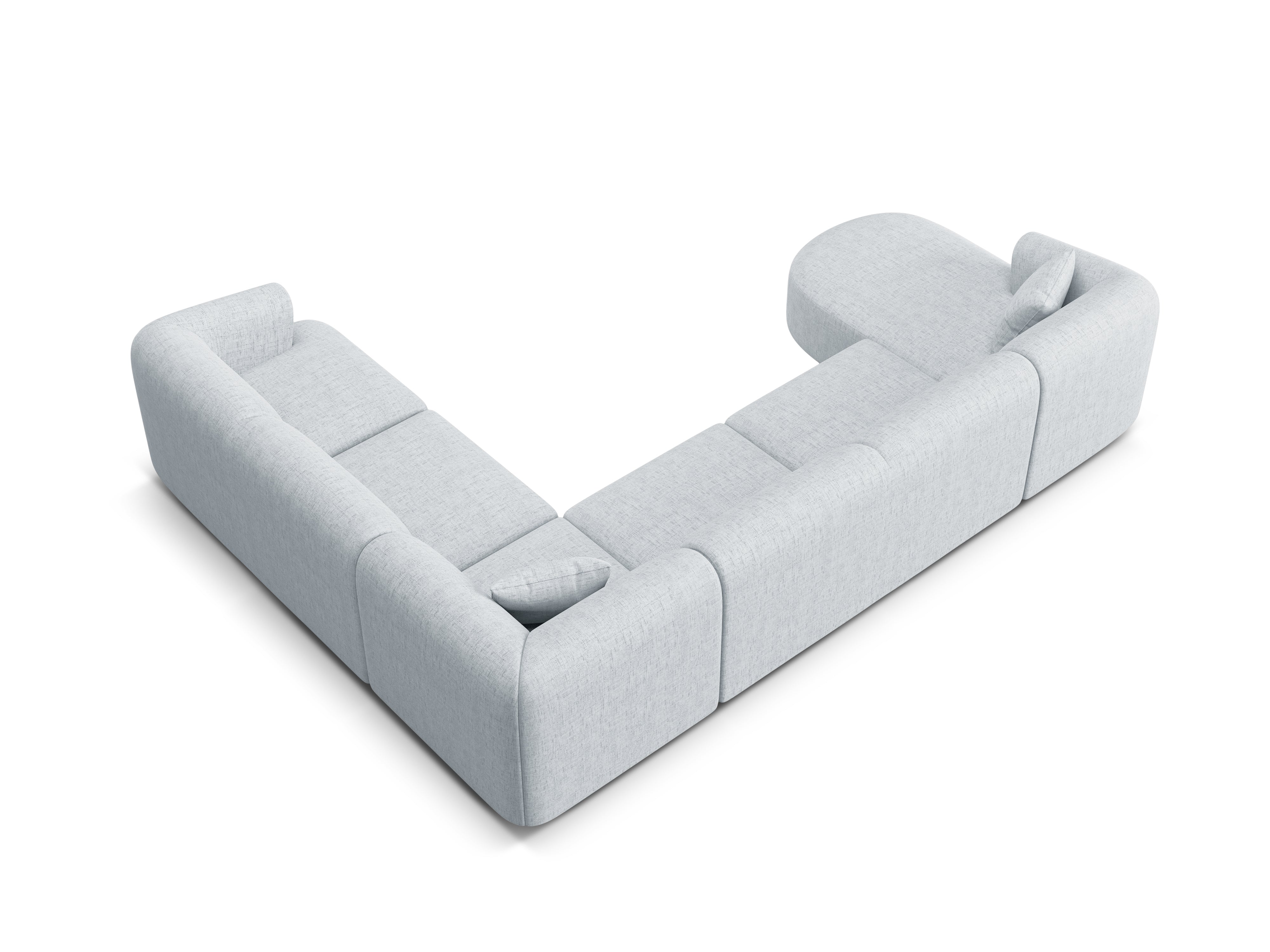 Right-sided panoramic corner sofa for 7 people CAMPI light gray chenille