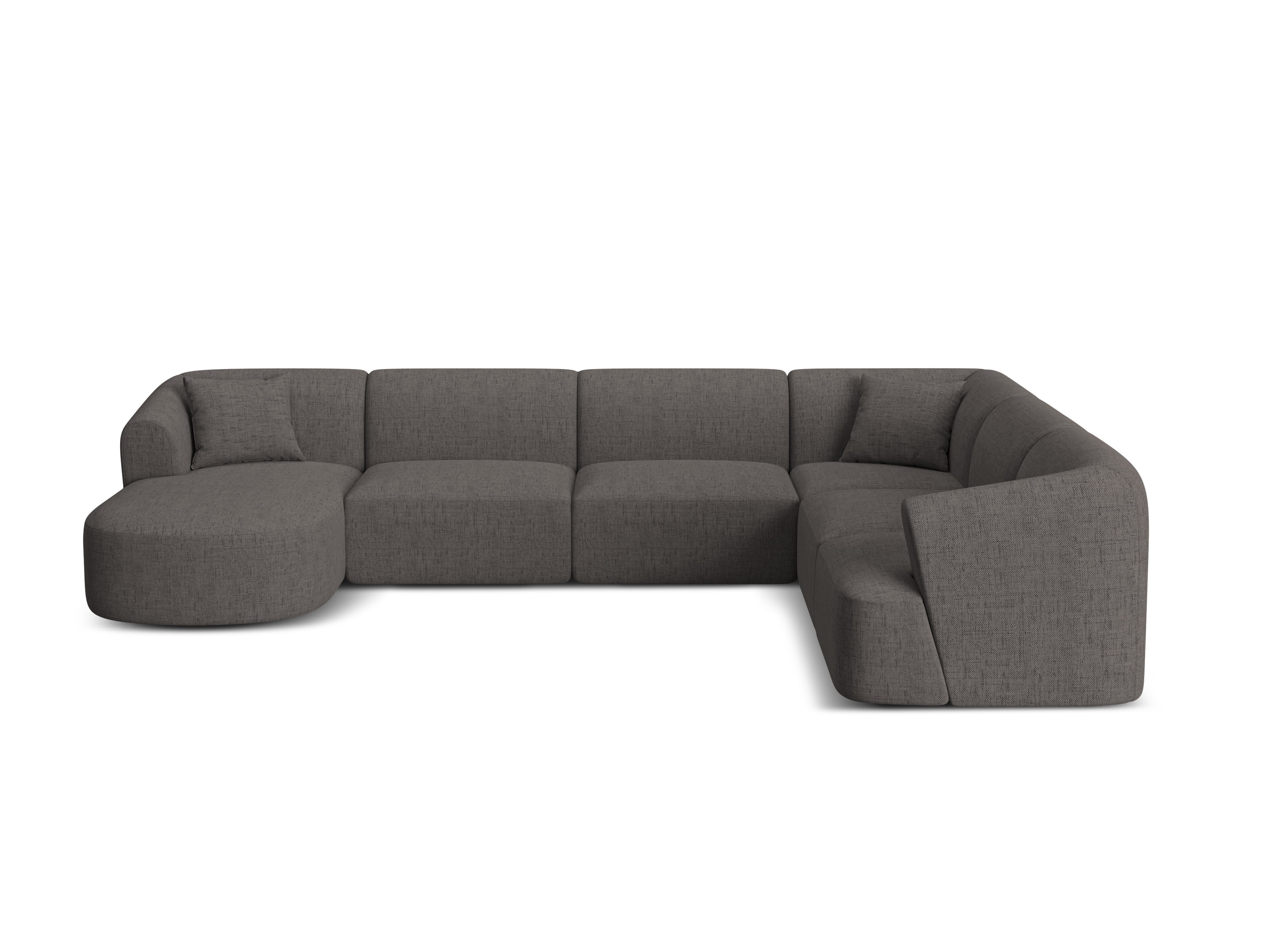 Right-facing panoramic corner sofa for 7 people CAMPI gray chenille