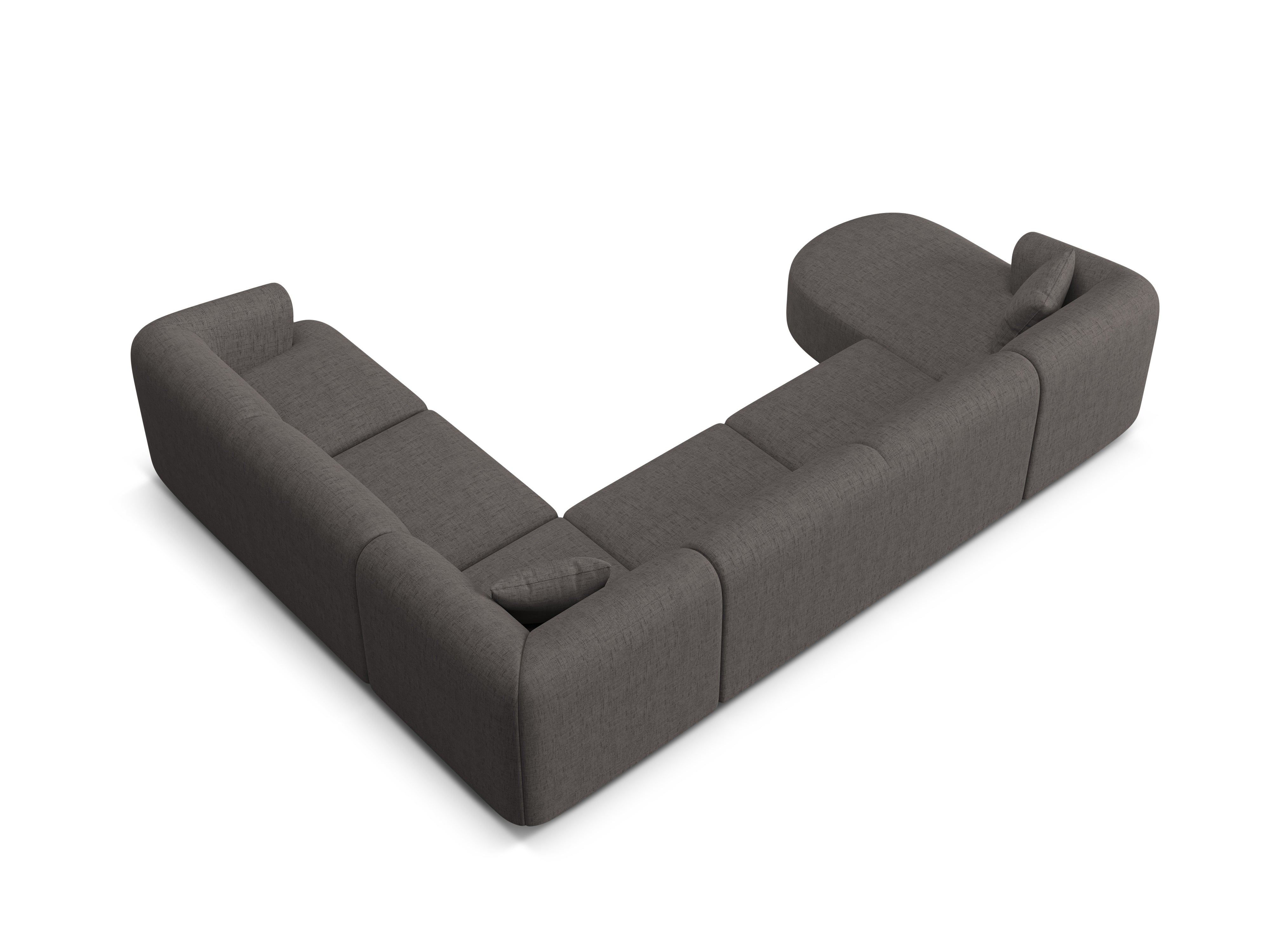 Right-facing panoramic corner sofa for 7 people CAMPI gray chenille