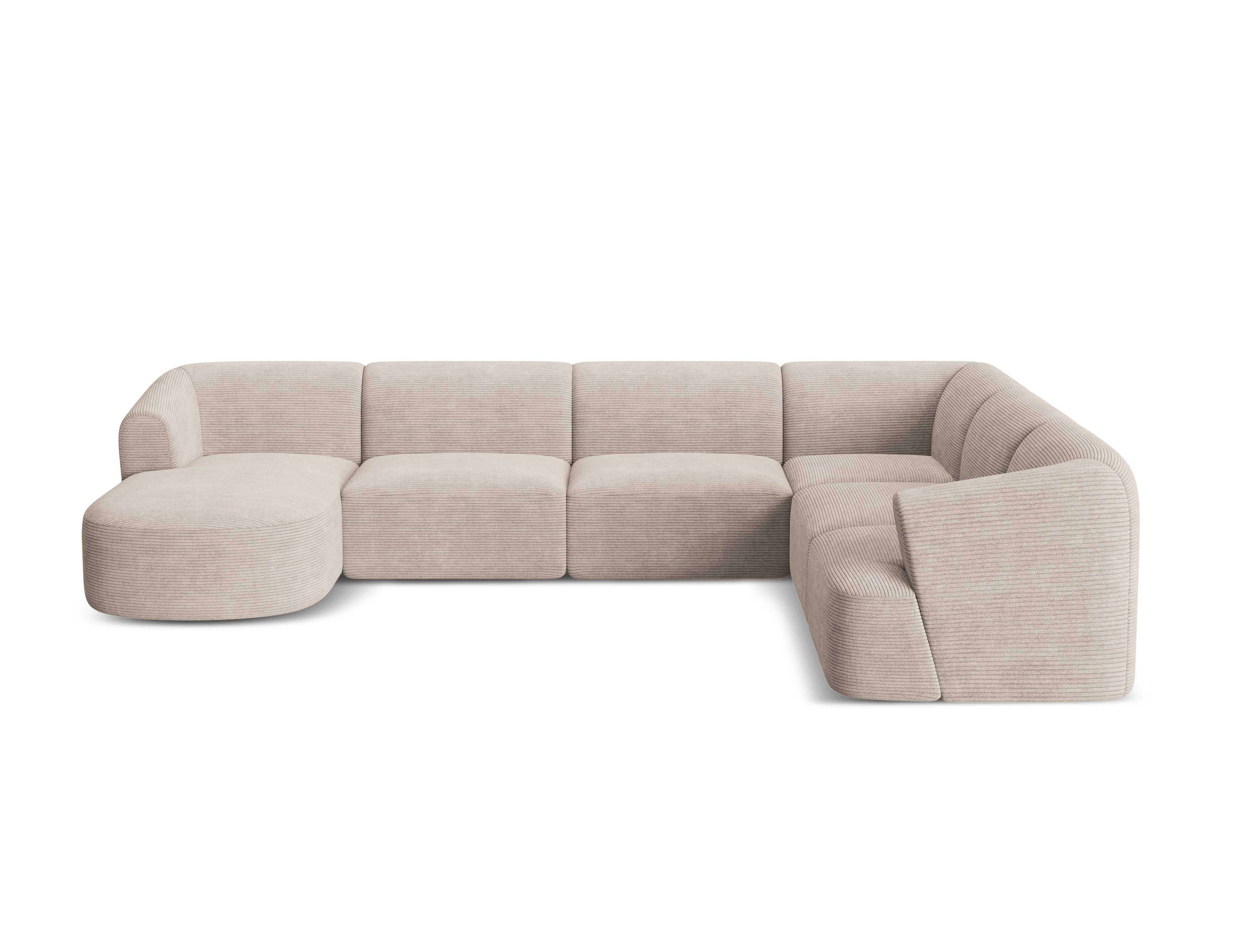 Rechtsseitige panoramische 7-sitzige Eckcouch CAMPI beige Cord