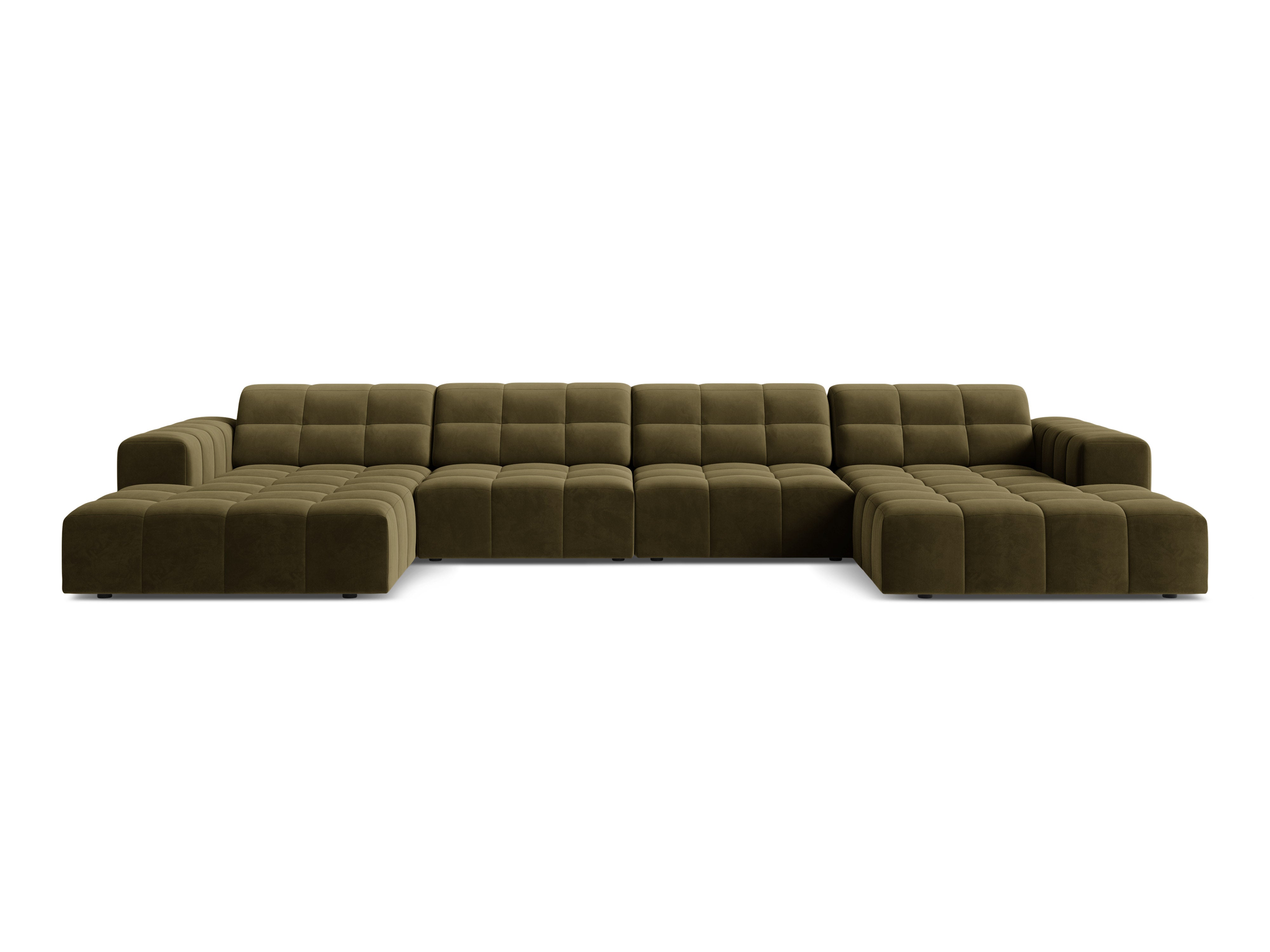 Velvet panoramic sofa 6-person olive chicago