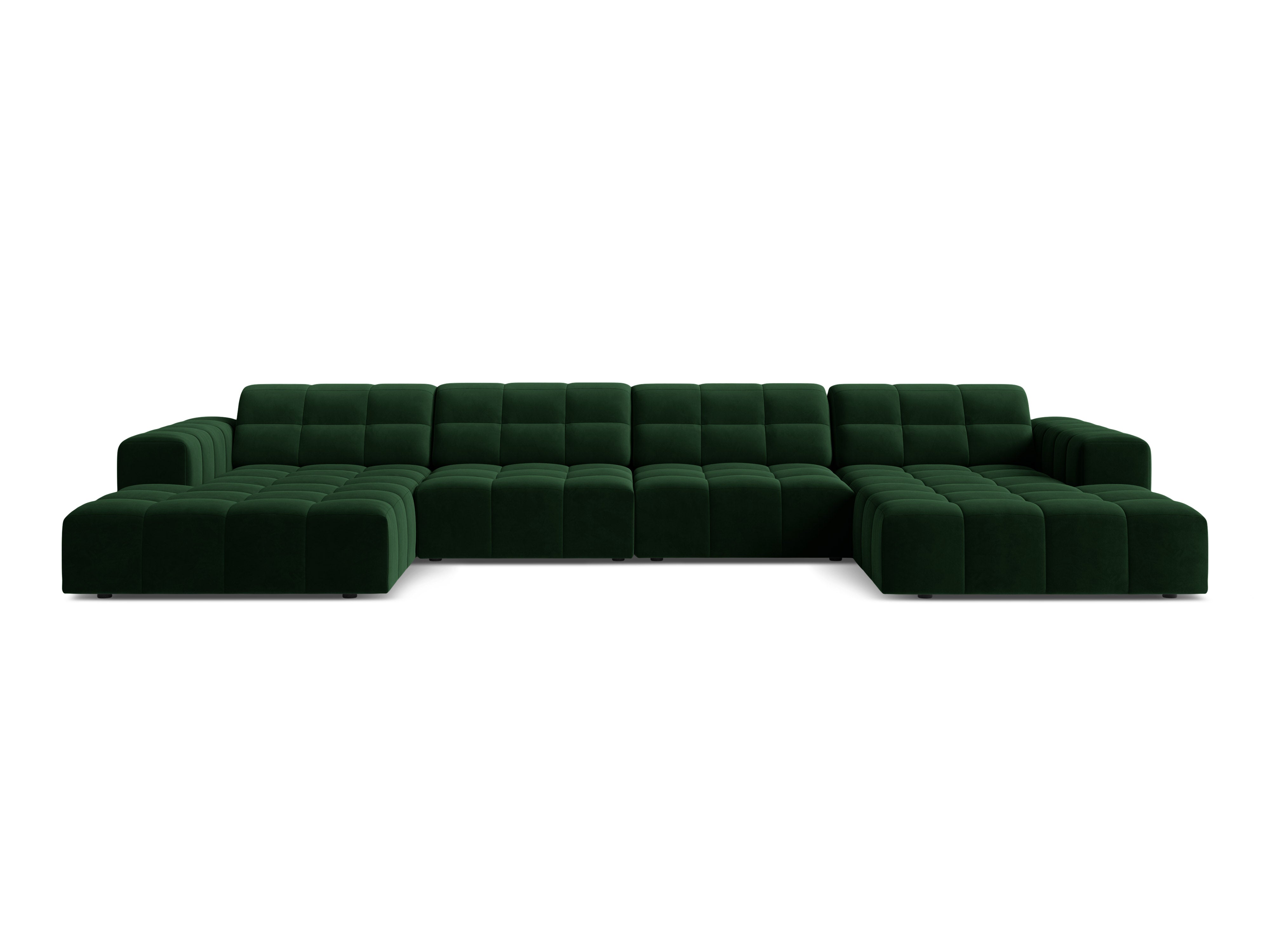 Sofa panoramiczna aksamitna 6-osobowa CHICAGO butelkowa zieleń – Cosmopolitan Design