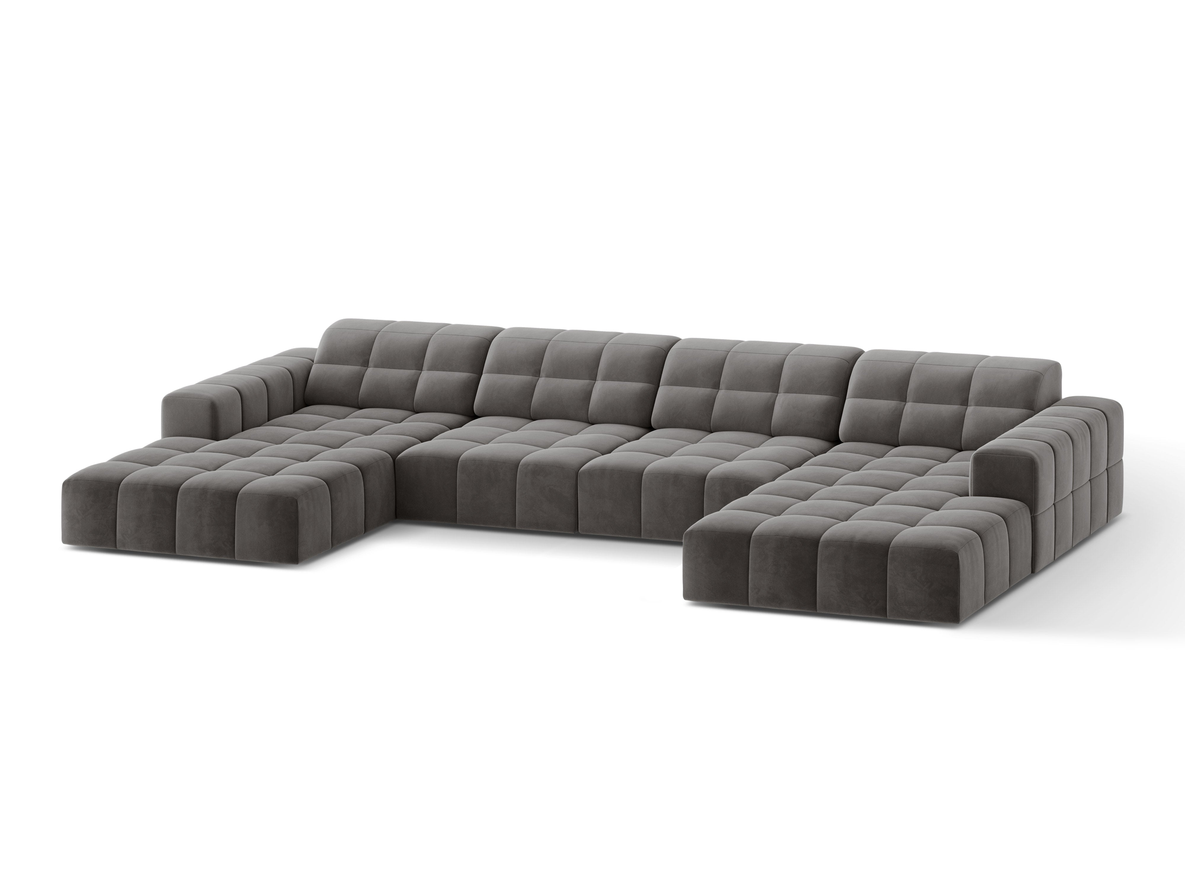 Velvet panoramic sofa 6-seater chicago gray