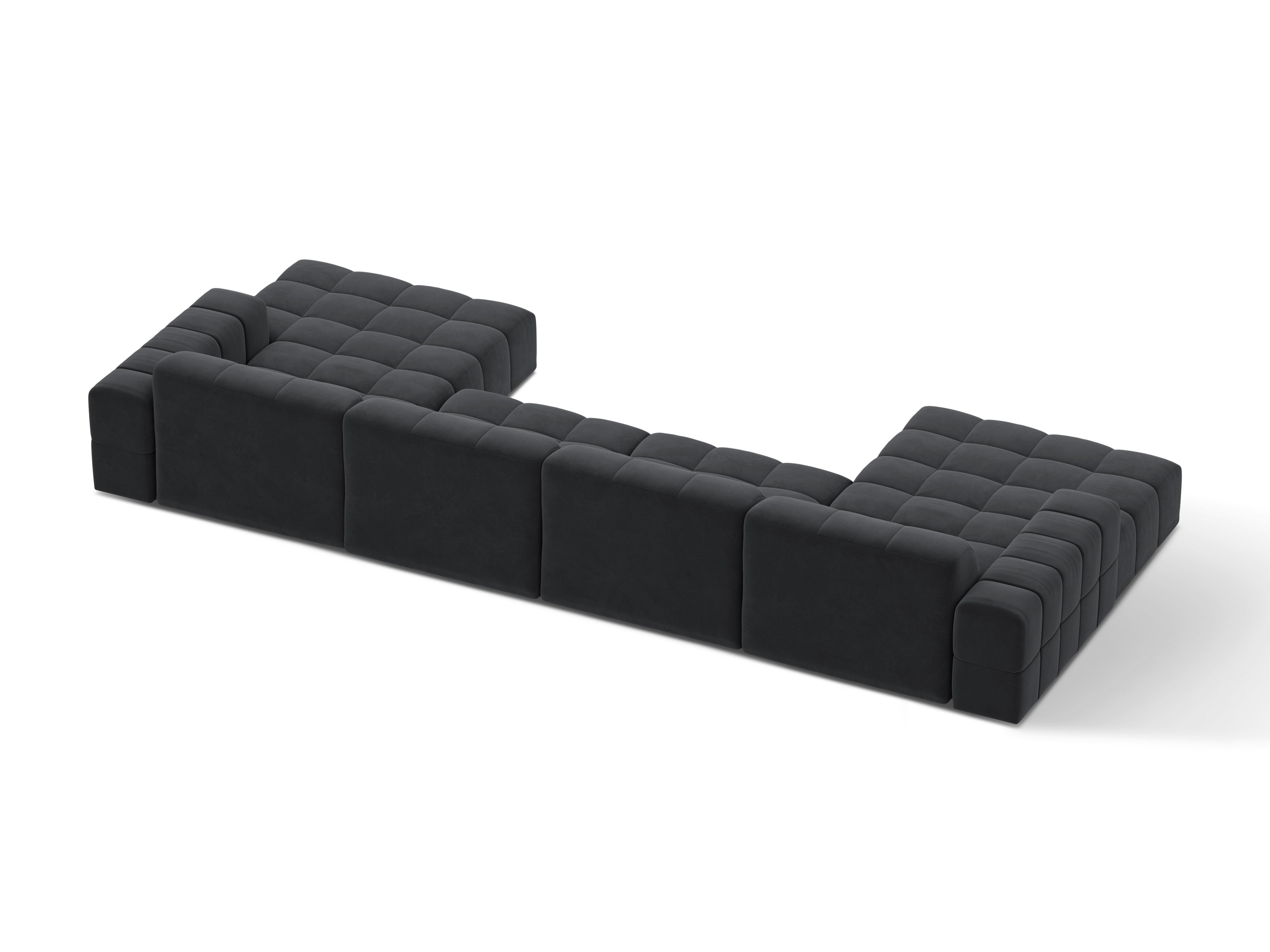 Velvet panoramic sofa 6-person chicago dark gray