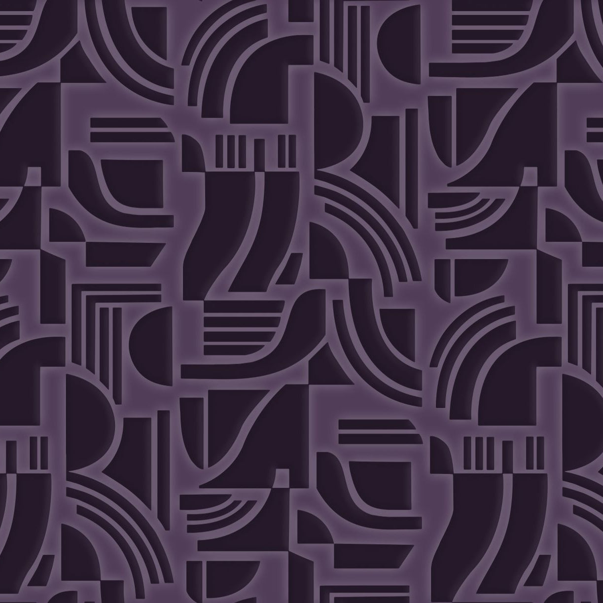 Textile wallpaper with geometric pattern ARCANE - AUBERGINE burgundy