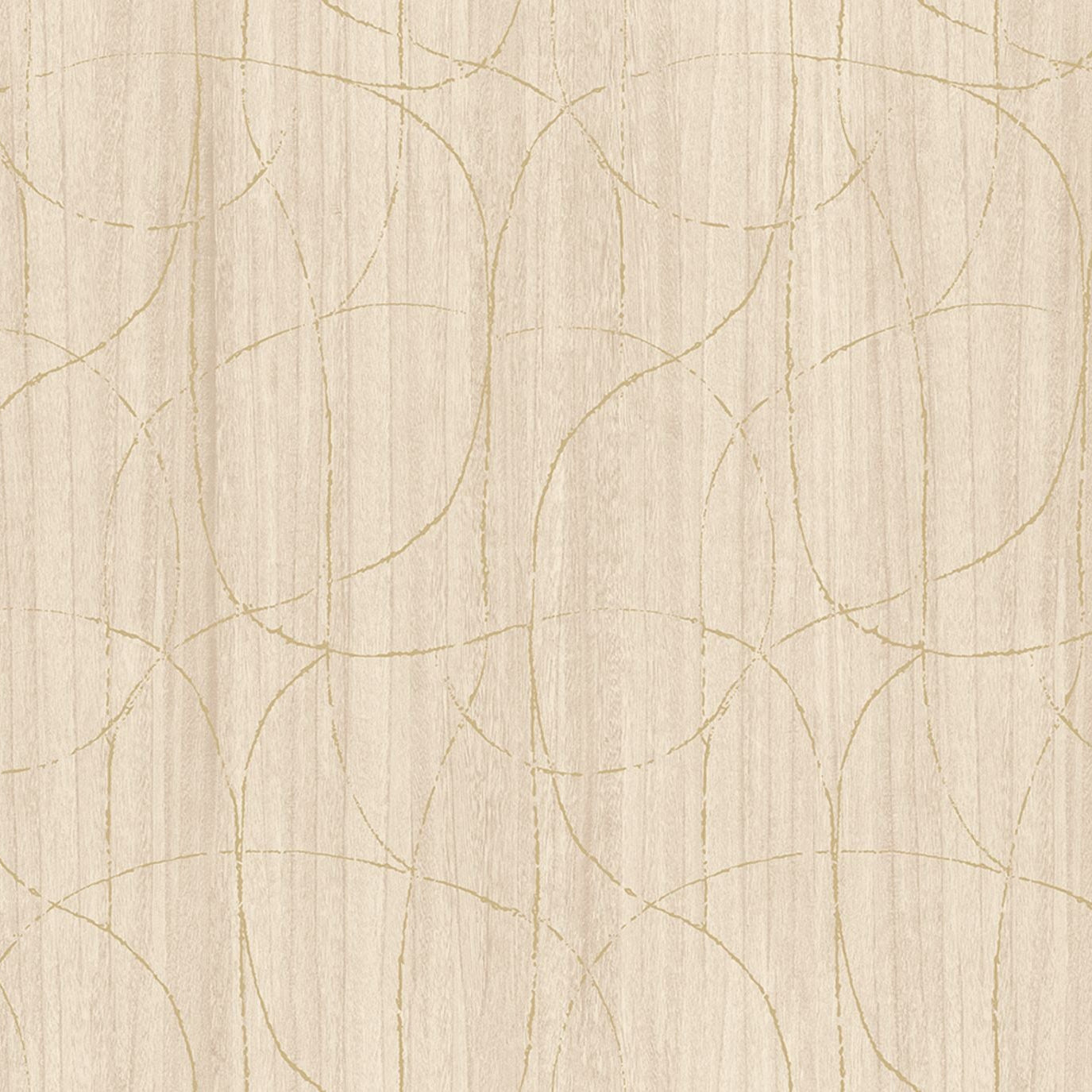 Faux veneer wallpaper with a metallic abstract pattern SPLENDEUR - IVORY GOLD ivory