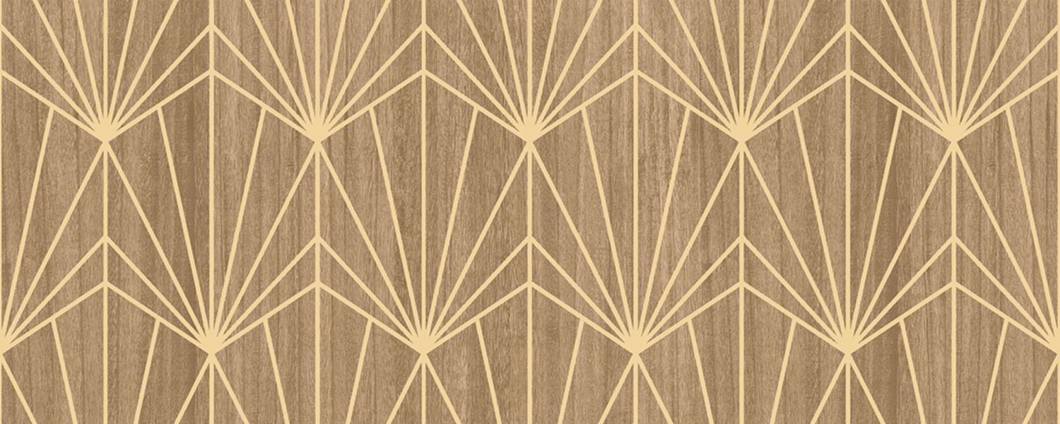 Art Deco Geometric Pattern Veneered Wallpaper MYTHIQUE - LIGHT OAK OR Beige Oak