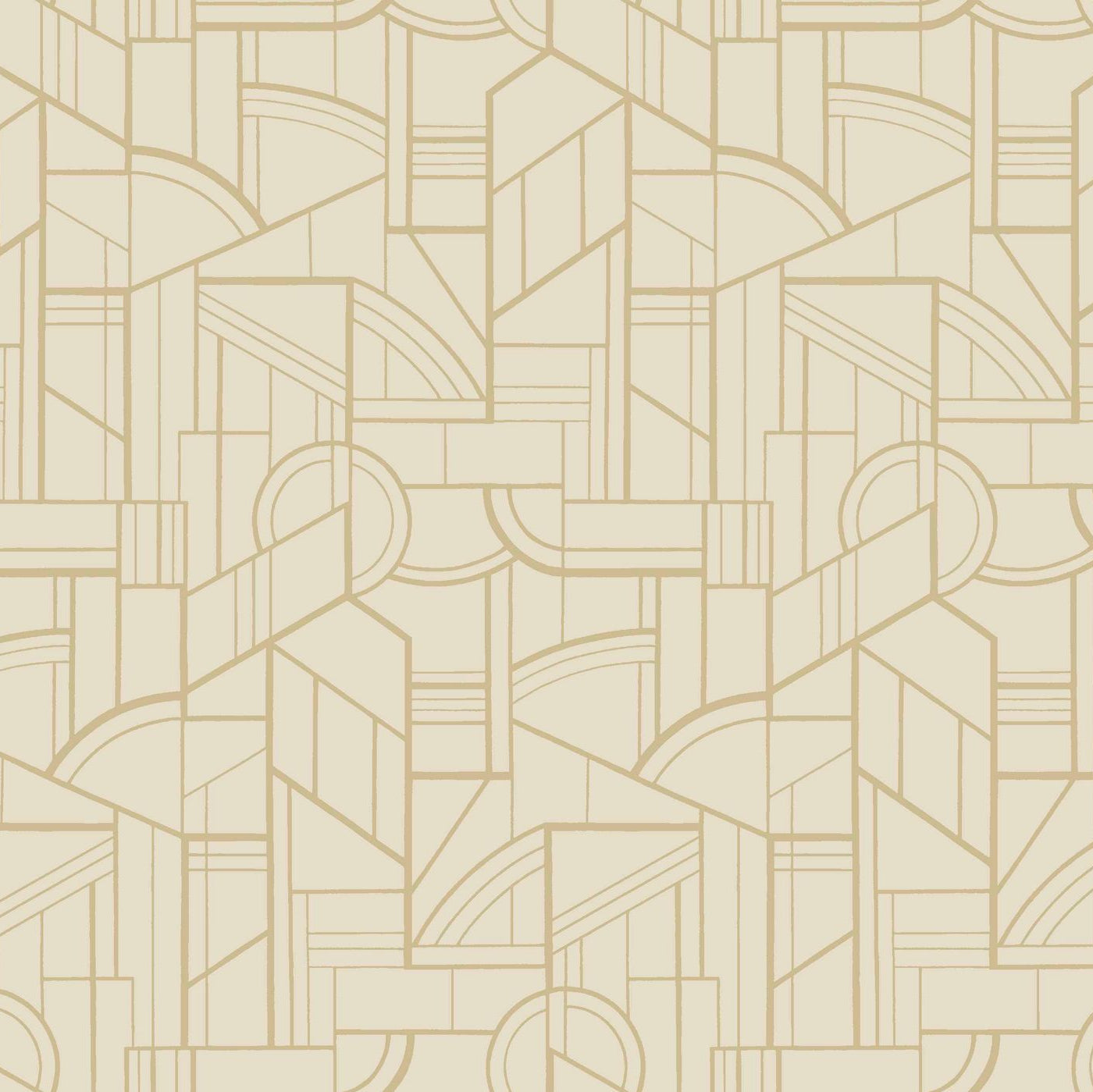 Metallic Wallpaper with Geometric Pattern CINÉTIQUE - SAND/GOLD beige with gold